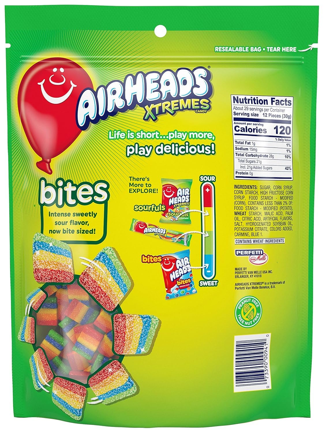 AirHeads Xtreme Bites Rainbow Berry, Party, 6oz