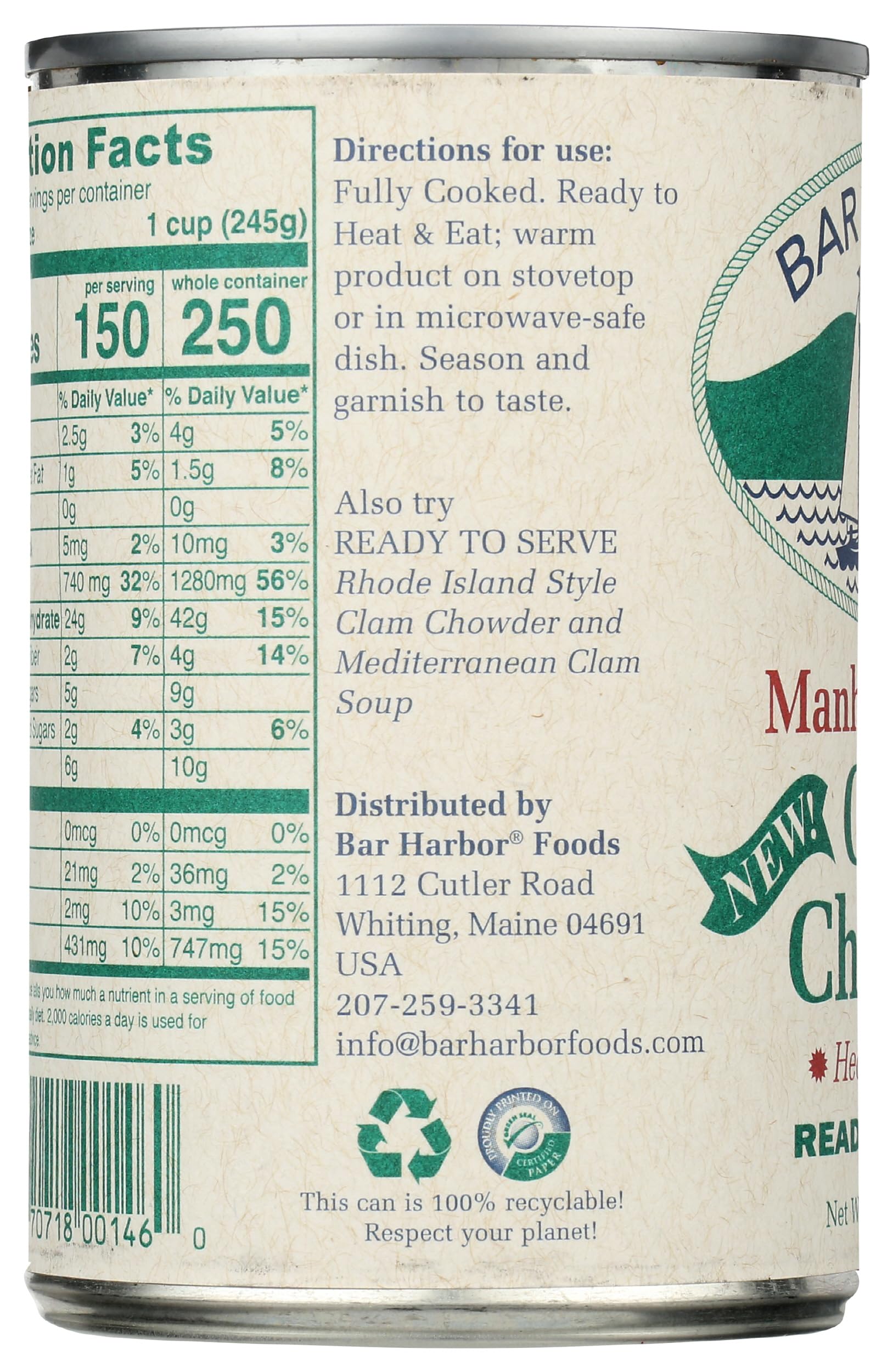 Bar Harbor Chowder, Wild-Caught Alaskan Fish Chowder