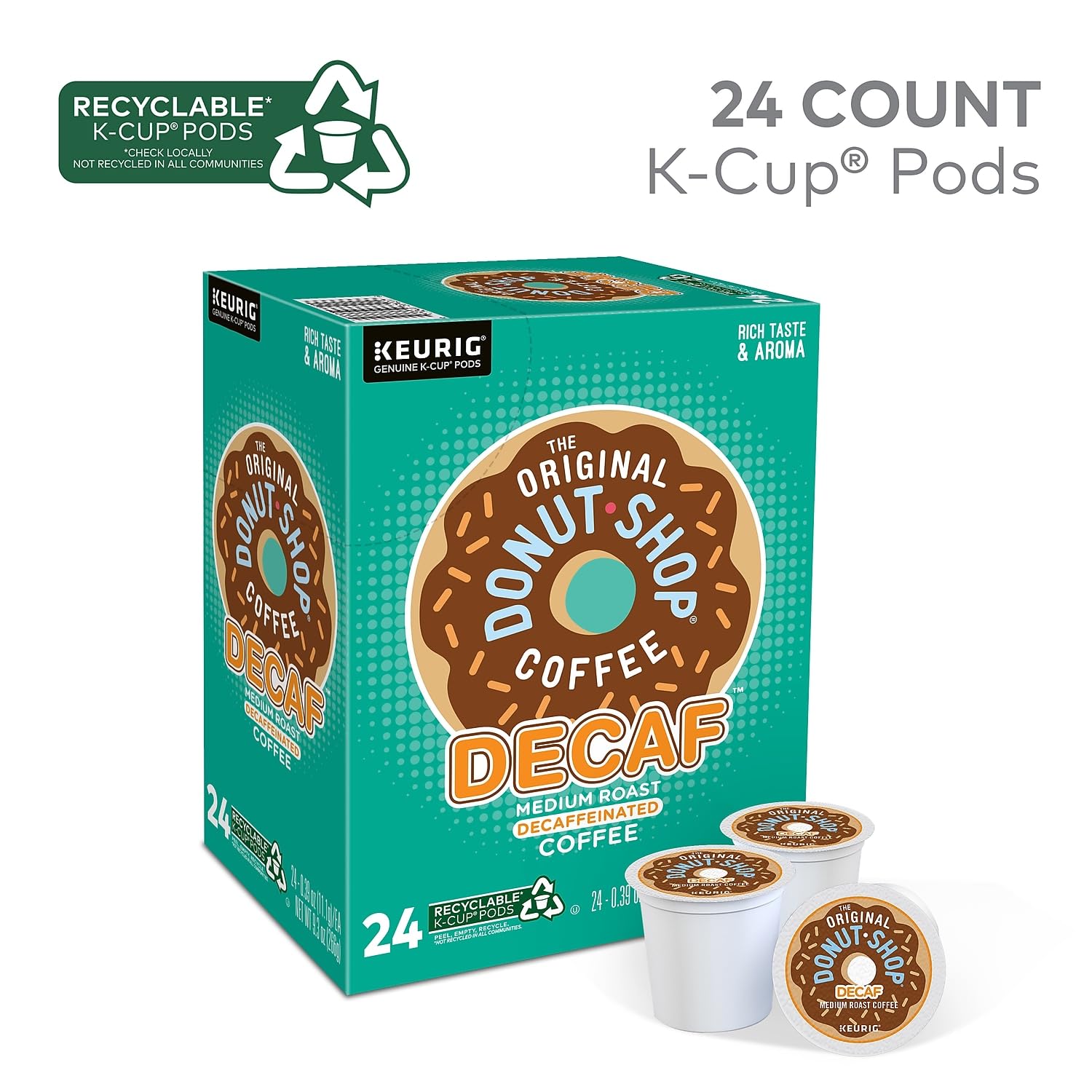The Original Donut Shop Decaf Keurig Single-Serve K-Cup Pods, Medium Roast Coffee, 96 Count