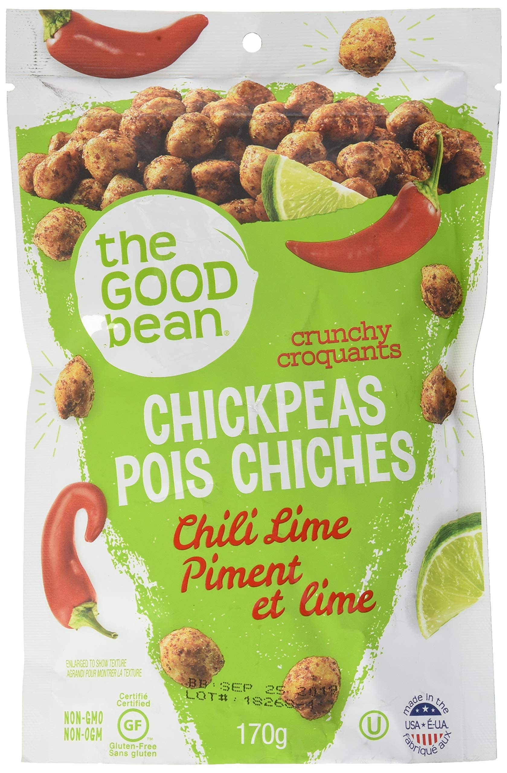 The Good Bean Chickpea Snacks, Smoky Chili/Lime, Gluten and Nut Free, 6 Ounce