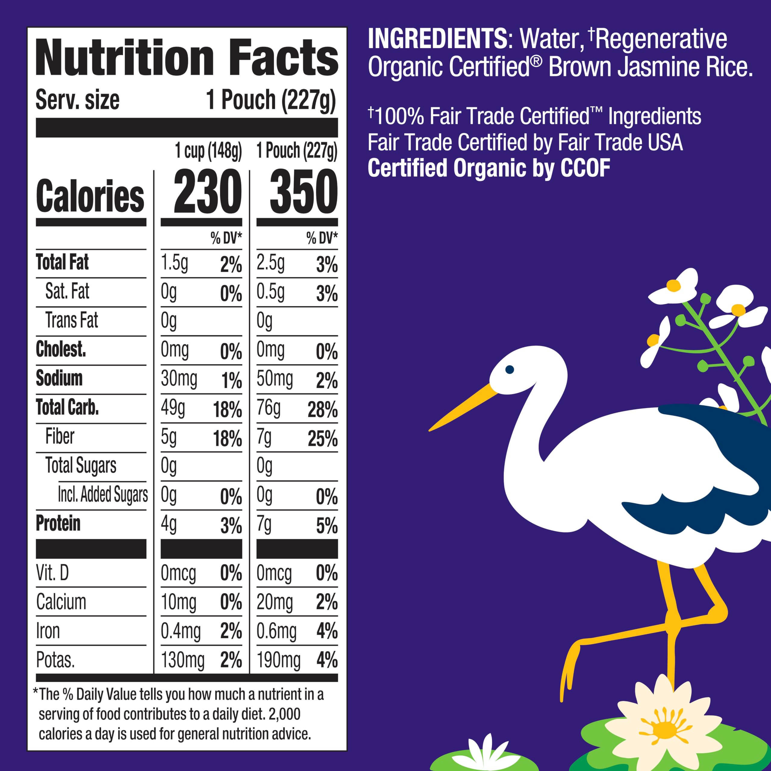 Lundberg Brown Jasmine Rice, Ready in 90 Seconds – RegenerativeOrganic Certified Long Grain Brown Rice, Microwavable, Fluffy, Non-Sticky, Aromatic Organic Rice, 8 Oz