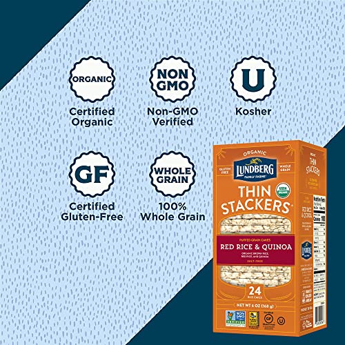 Lundberg Thin Stackers - Rice Cakes, Organic Brown Rice with Sea Salt and Organic Basil & Thyme, Healthy Snacks for Adults, Low-Calorie Snacks, Organic Snacks, Vegan, 6 Oz (Pack of 6)