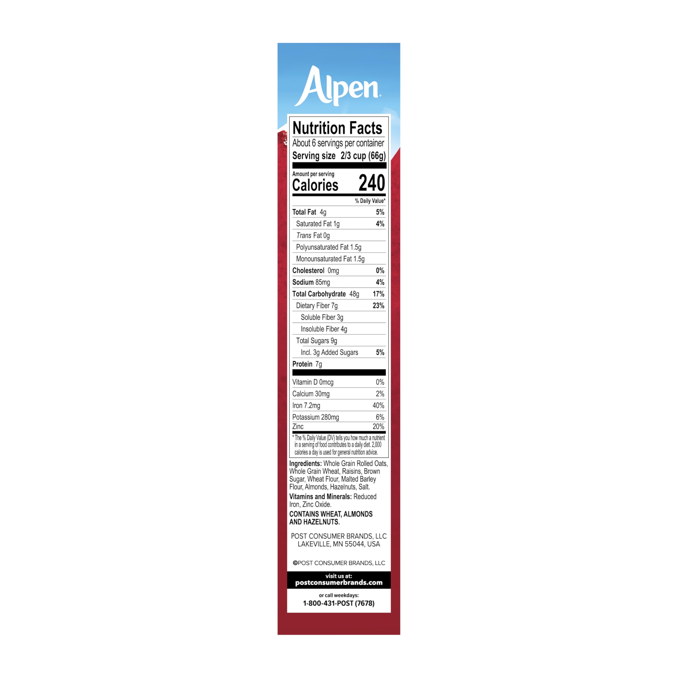Alpen Original Muesli, Swiss Style Muesli Cereal, Whole Grain, Non-GMO Project Verified, Heart Healthy, Kosher, Vegan