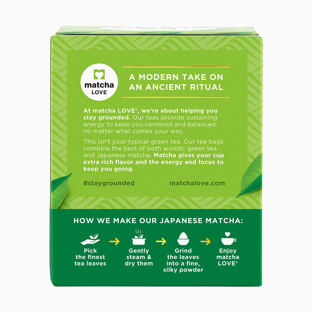 Matcha Love Japanese Matcha + Green Tea, 10 Premium Tea Bags