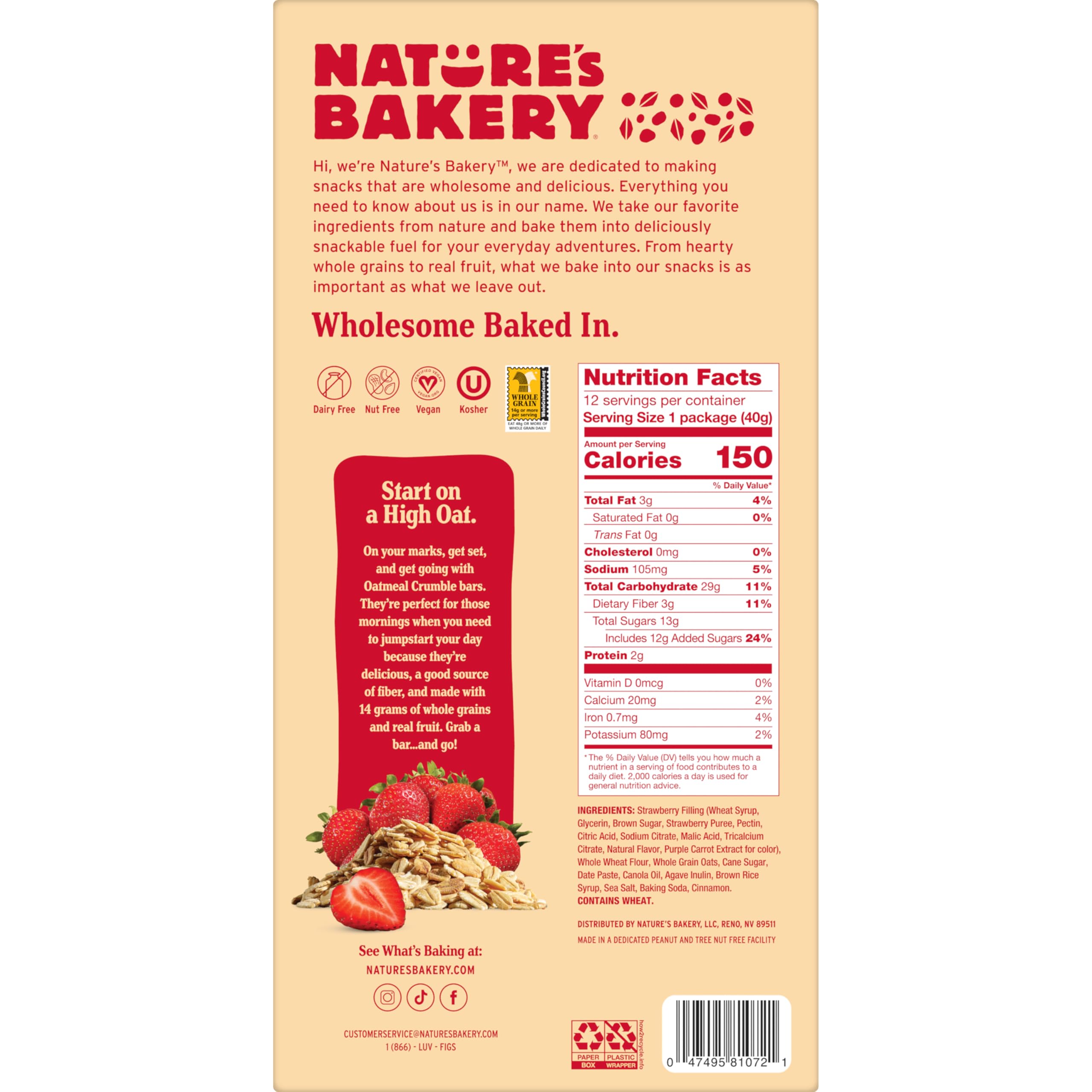 Nature's Bakery Oatmeal Crumble Bars Oz