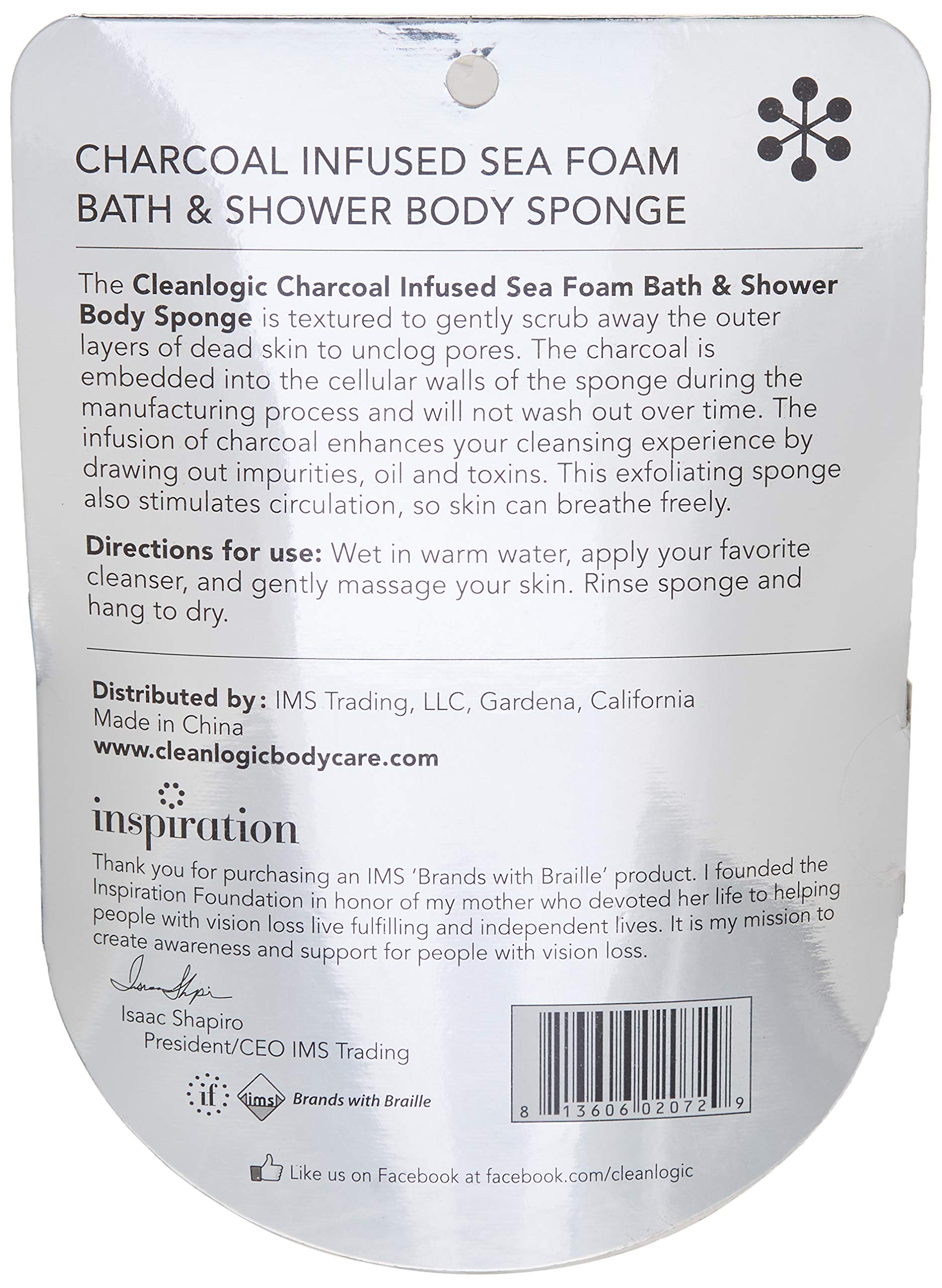 Clean Logic Charcoal Infused Sea Foam Body Sponge (6 Pack)