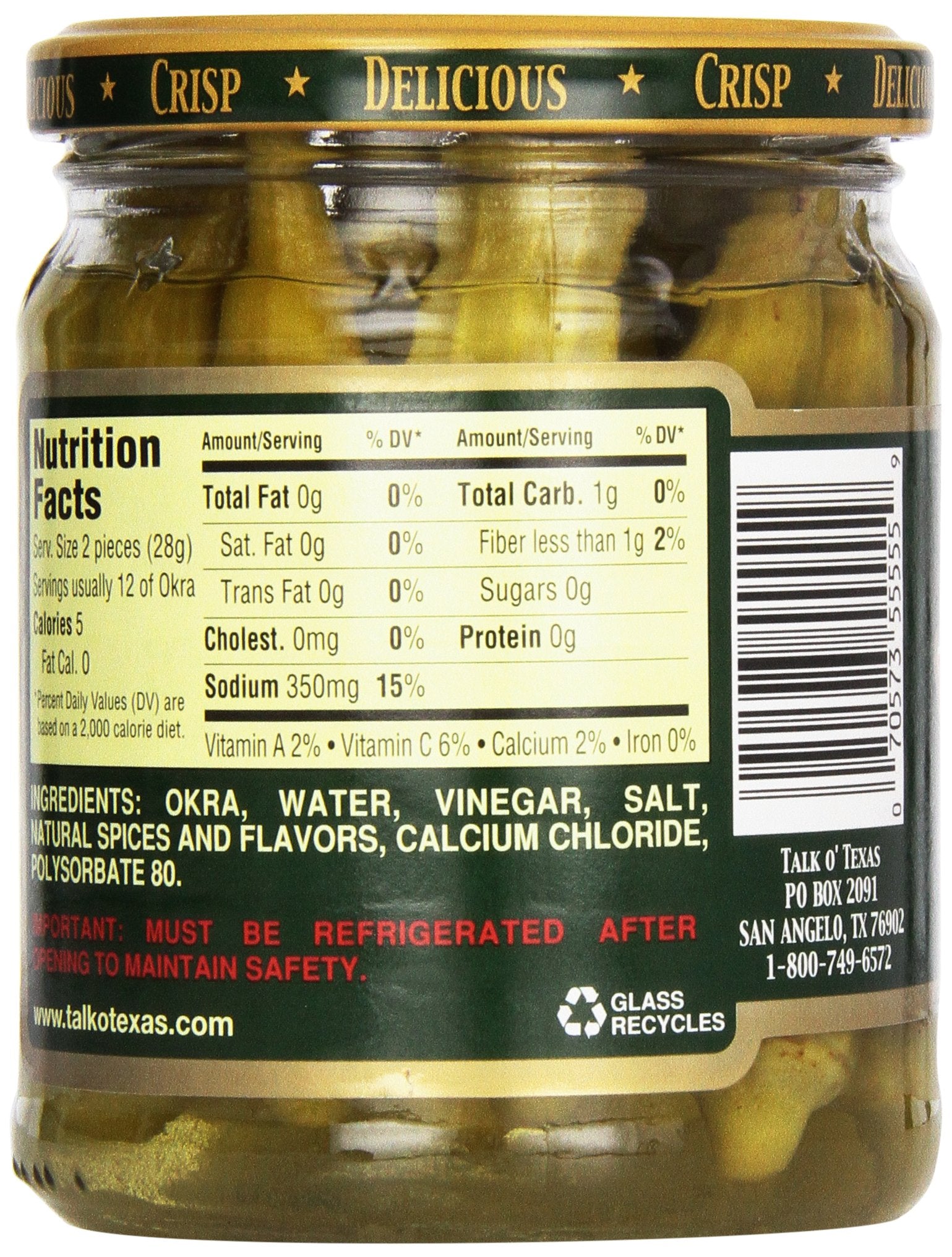Talk O' Texas Okra Pickles, Hot, 16 oz