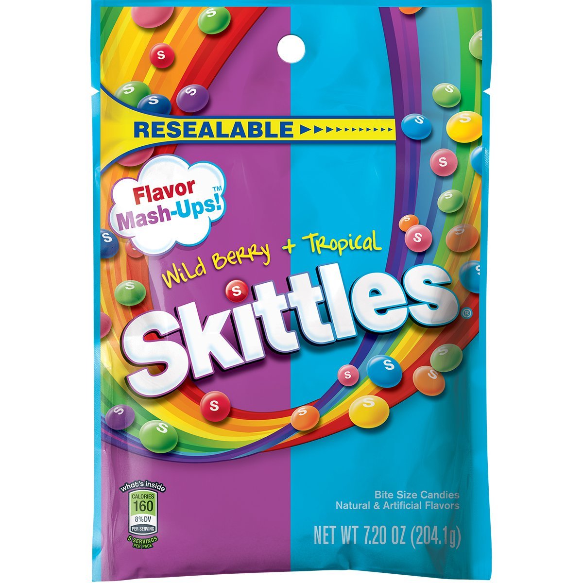 Skittles Flavor Mash-Ups Wild Berry and Tropical Candy, 7.2 ounce bag