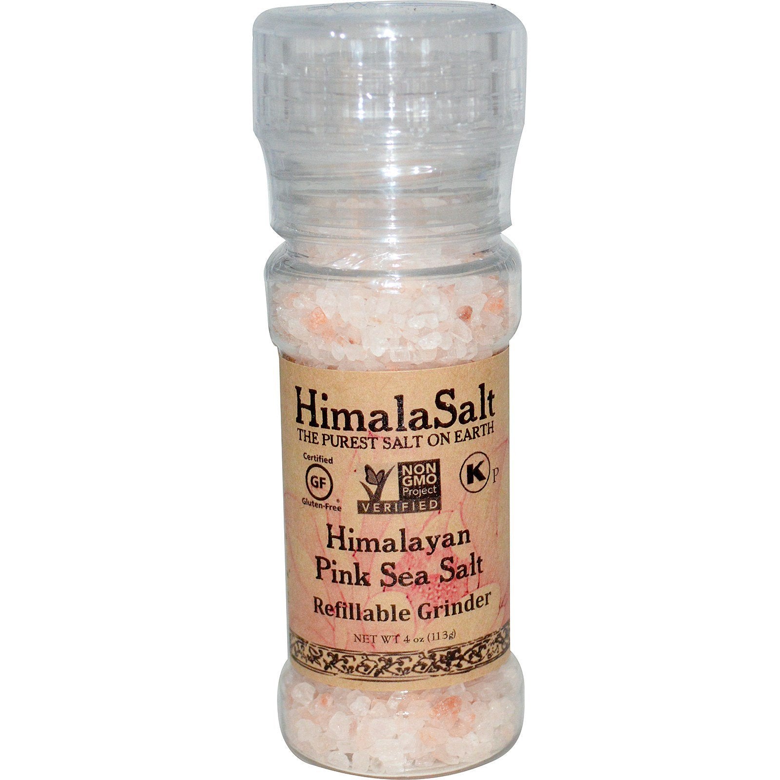 HimalaSalt Refillable/Adjustable Himalayan Salt Grinder - 4 oz