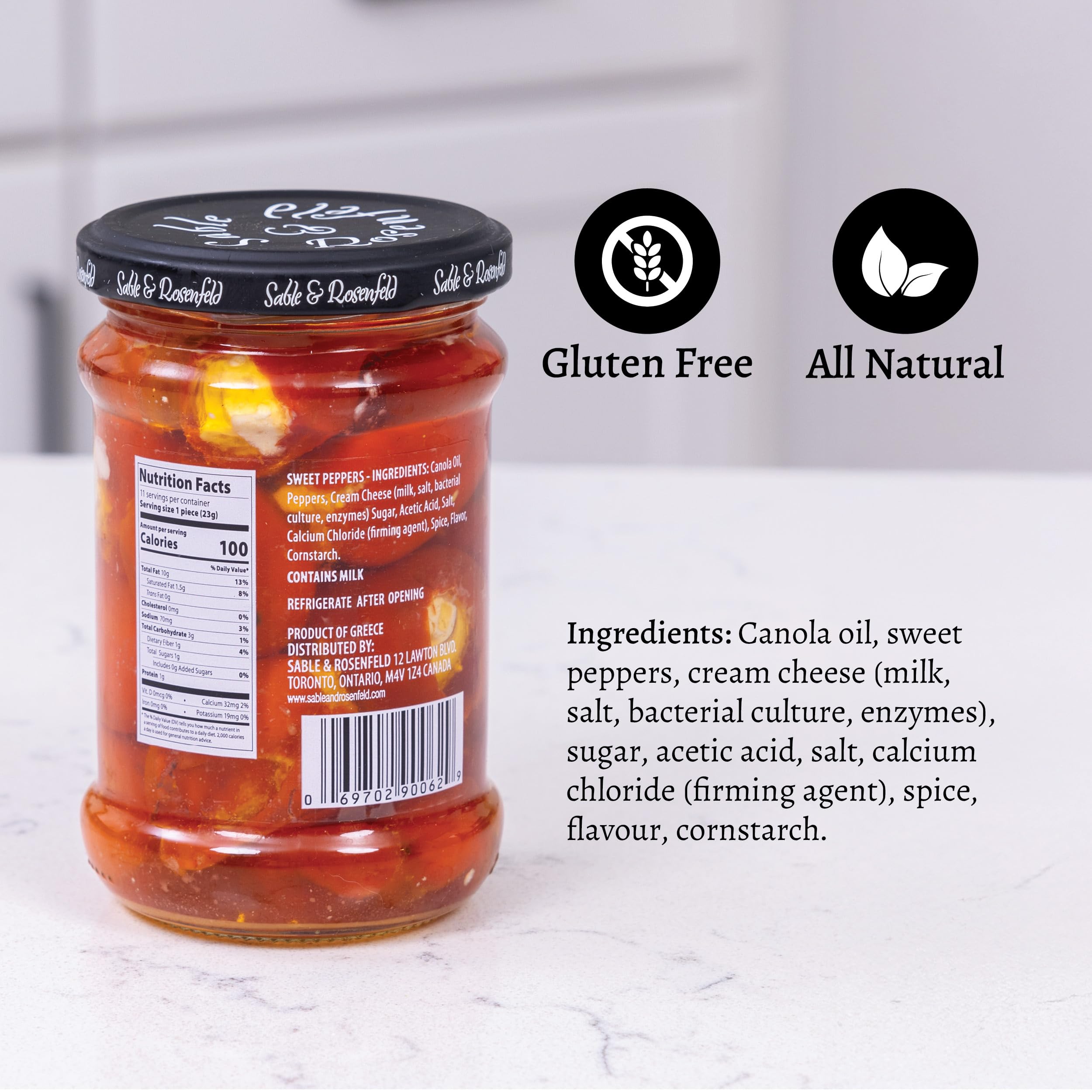 Sable & Rosenfeld Tipsy Tapas Cheese Stuffed Sweet Peppers - Gluten-Free Sweet Peppers Stuffed with Cream Cheese for Appetizers - 8.8 Ounce