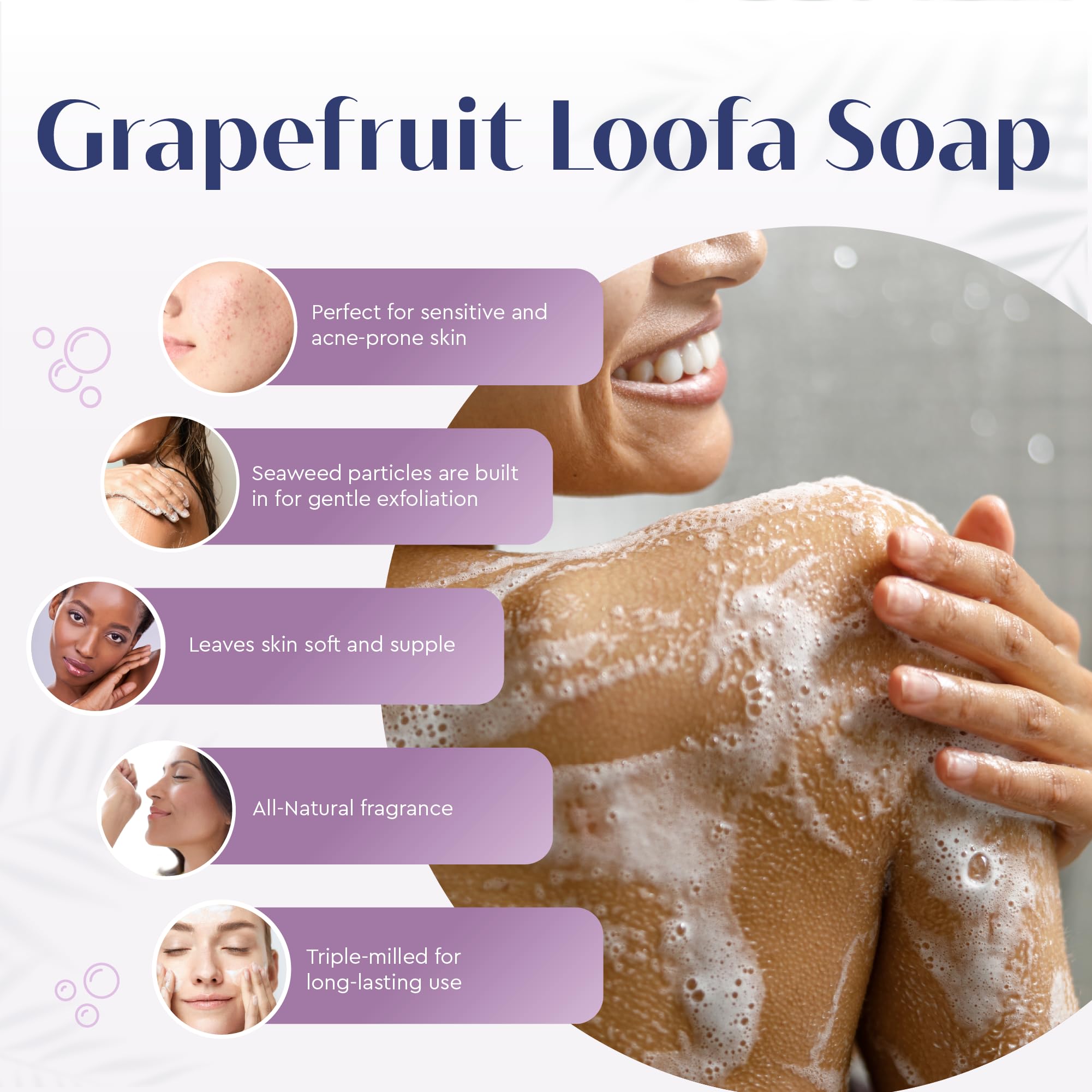 Baudelaire Exfoliating Soap, Loofa Bath Soap & Body Soap, Natural Soap, Triple Milled with 100% Natural Fragrance