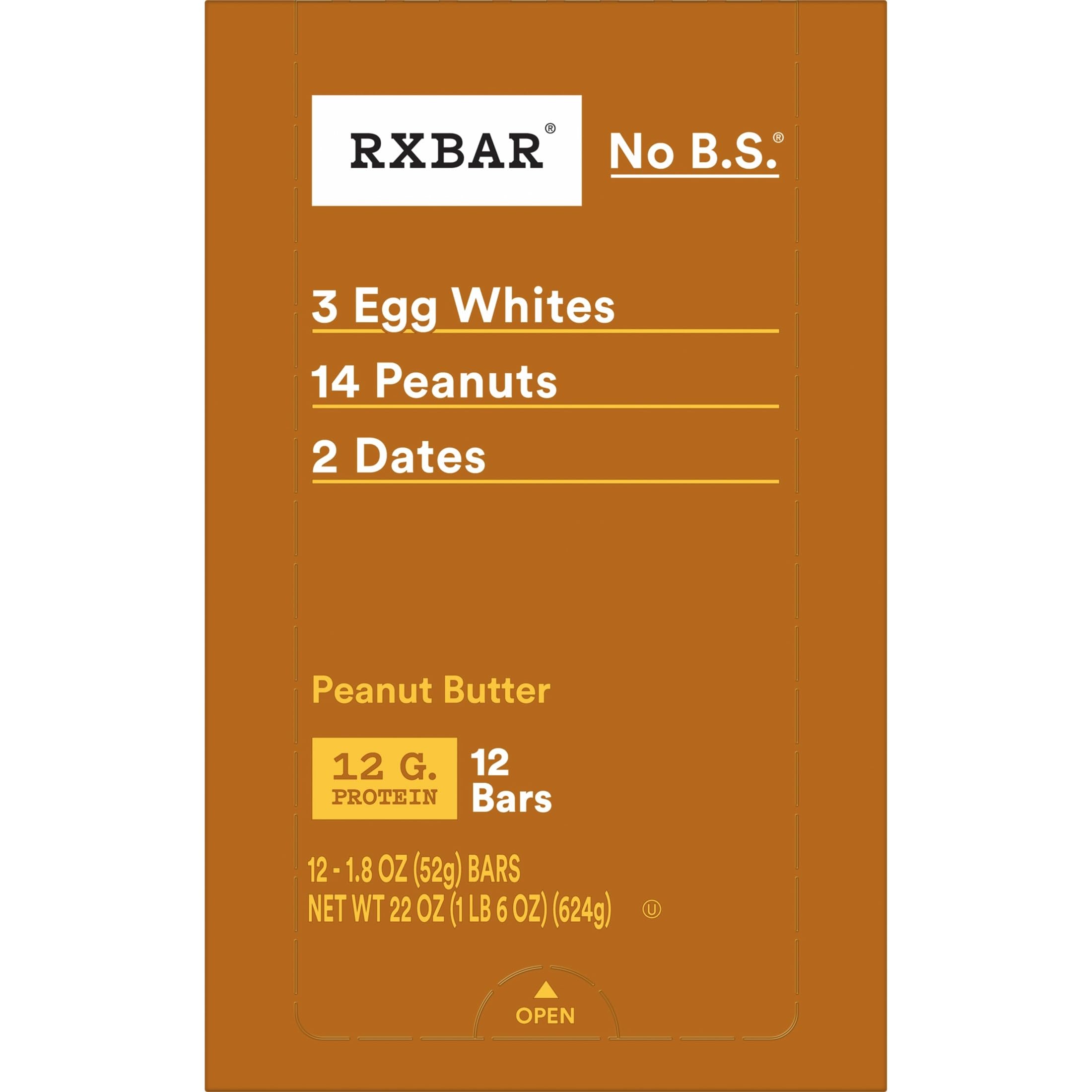 RXBAR Protein Bars, 12g Protein, Gluten Free Snacks, Peanut Butter