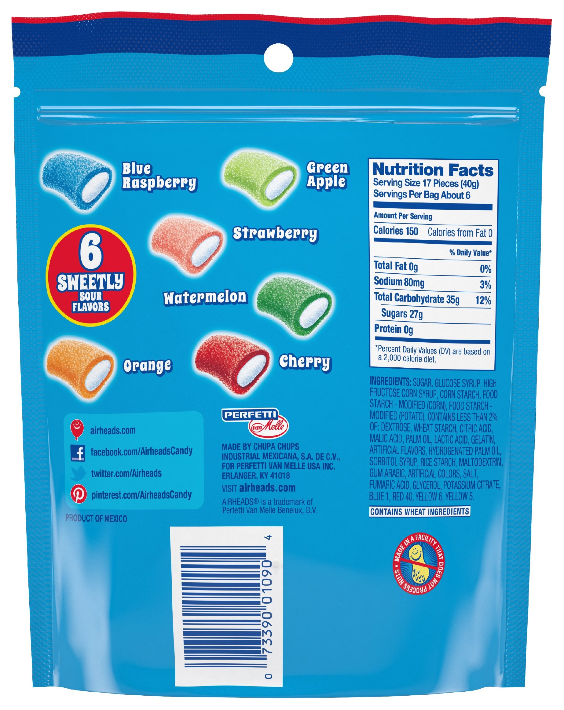 Airheads Soft Filled Candy Bites, Holiday Christmas Stocking Stuffers for Adults & Kids, Assorted Fruit Flavors, Stand Up Bag, Party, Pantry, 9oz Bag, Box of 12 Bags