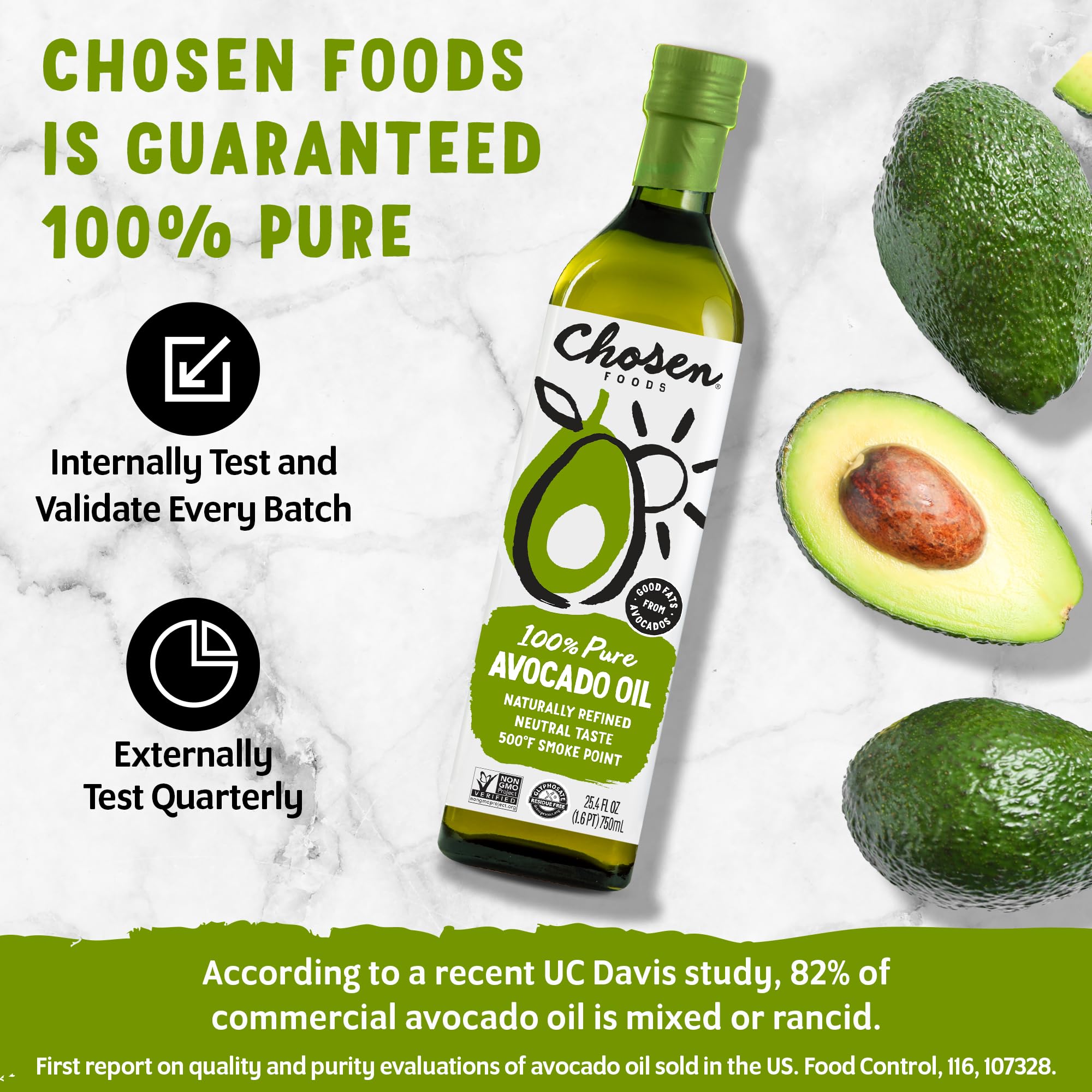 Chosen Foods 100% Pure Avocado Oil, Non-GMO for High-Heat Cooking, Frying, Baking, Homemade Sauces, Dressings, and Marinades