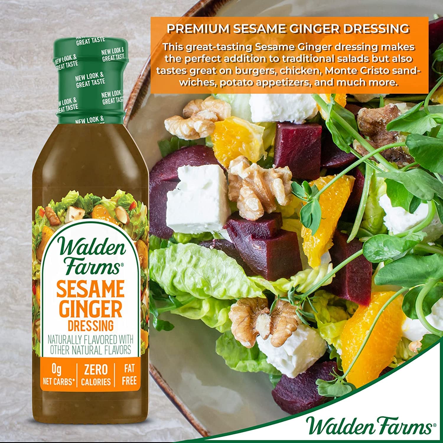 Walden Farms Calorie Free Dressing, Sesame Ginger, 12 Ounce (Pack of 6)