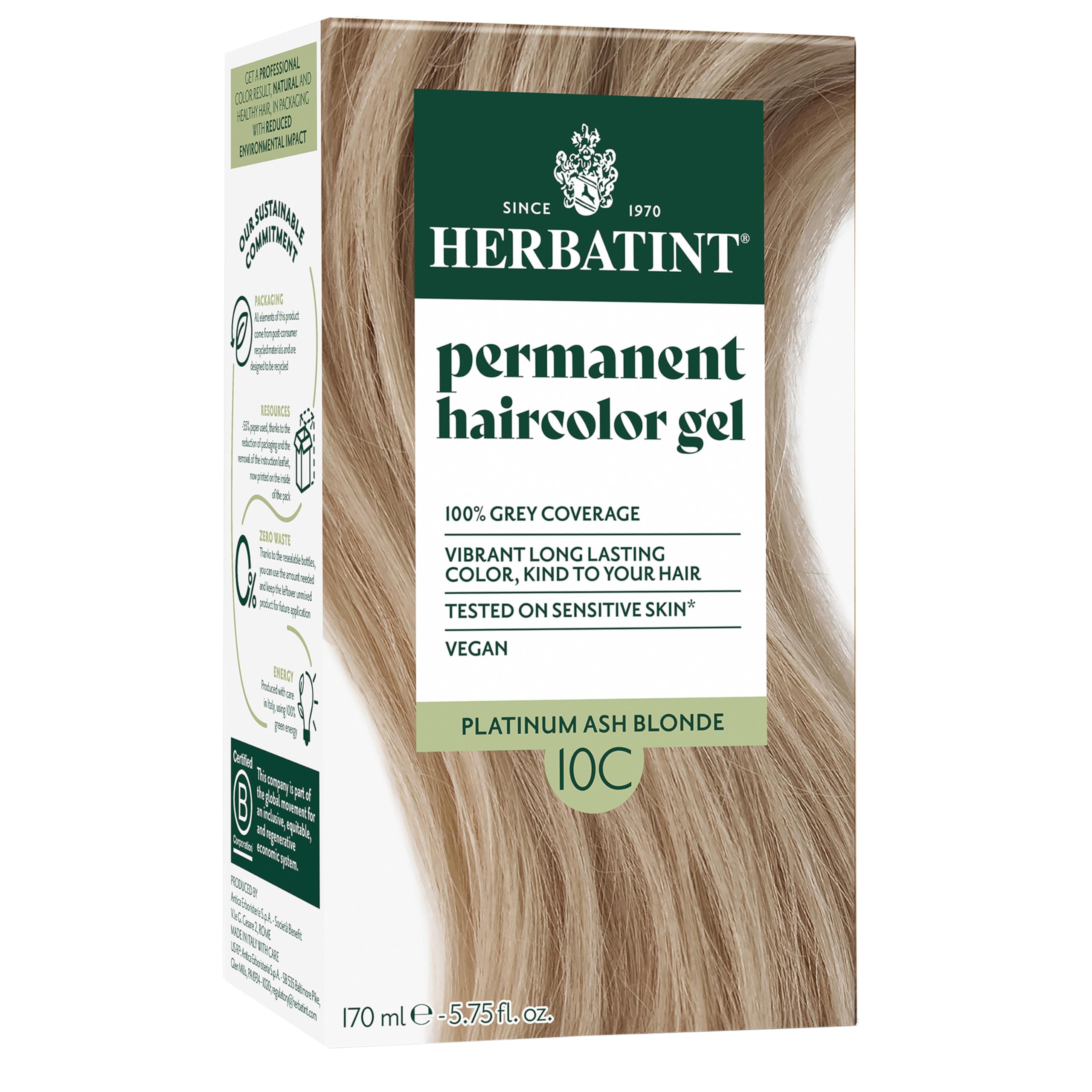 Herbatint Permanent Hair Dye For Women - For Up To 100% Gray Coverage of Resistant Gray Hair - Ammonia-Free, Alcohol-Free & Vegan - Salon Influenced Hair Color