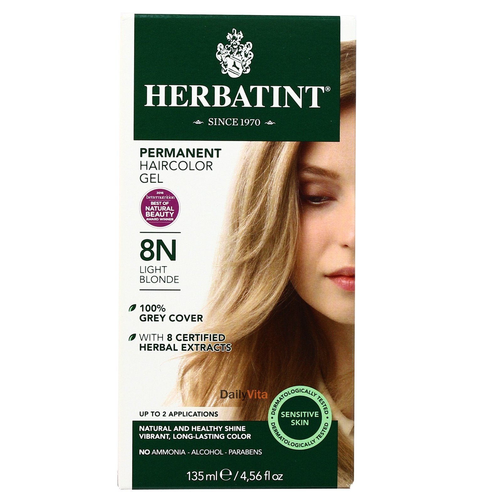 Herbatint Permanent Haircolor Gel 8N Light Blonde - 135 mL