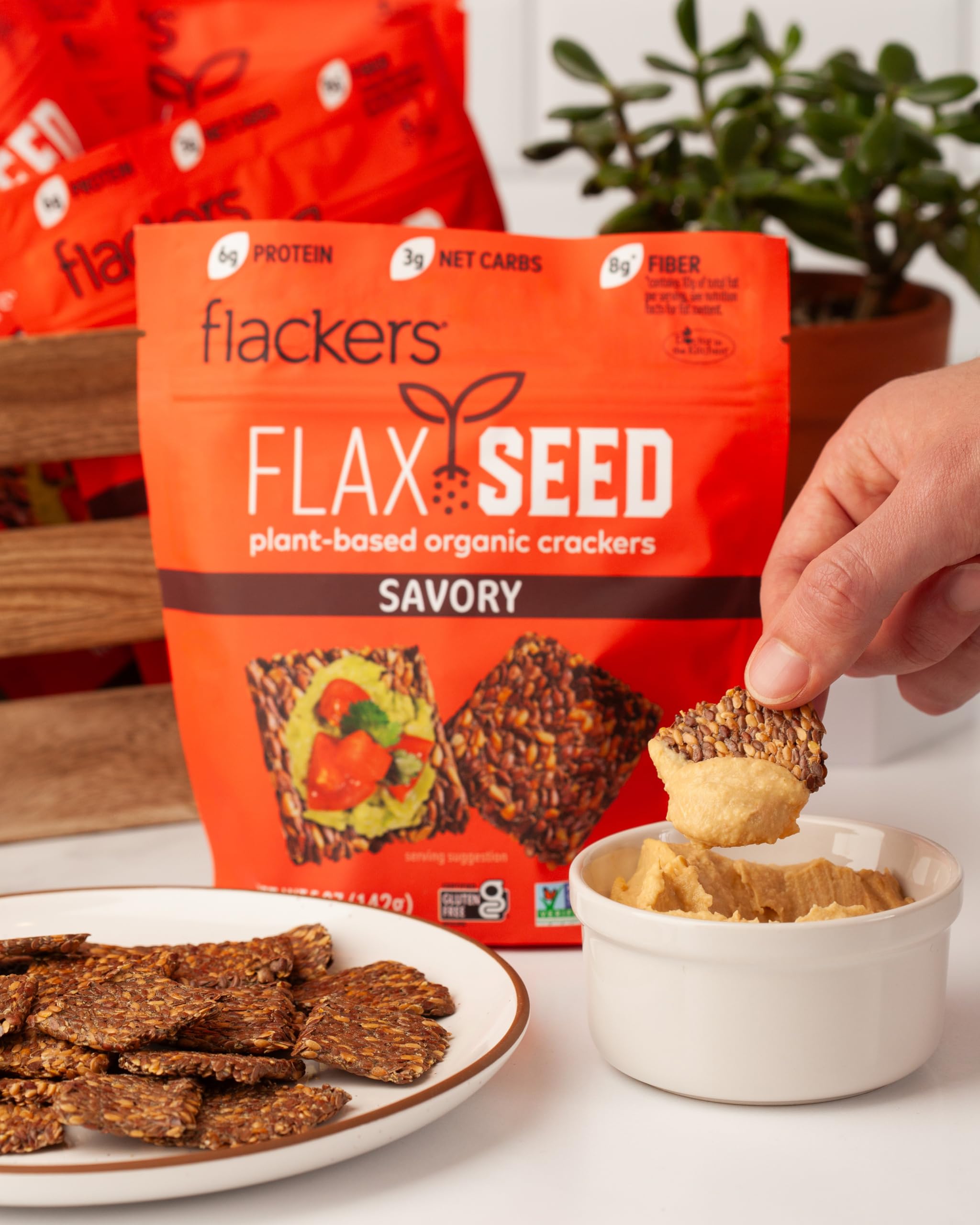 Doctor In The Kitchen Flackers Organic Flax Seed Crackers Savory Garlic-Onion-Basil & Red Chile Pepper -- 5 oz - 2 pc
