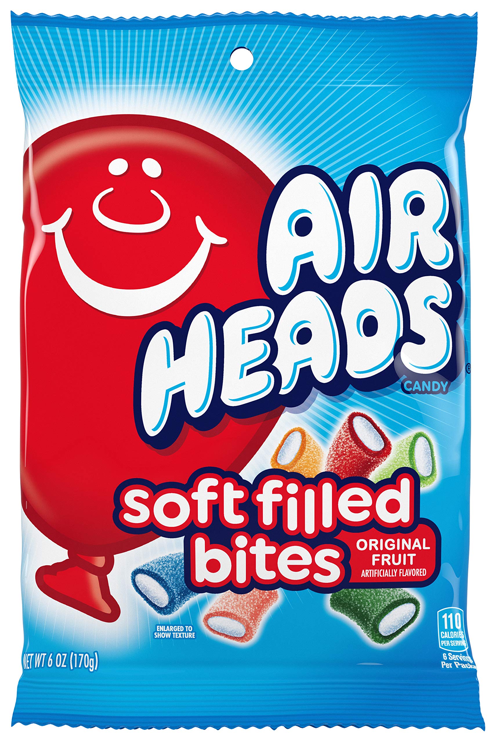 Airheads Soft Filled Bites Candy Peg Bag, 6 Ounce (Bulk