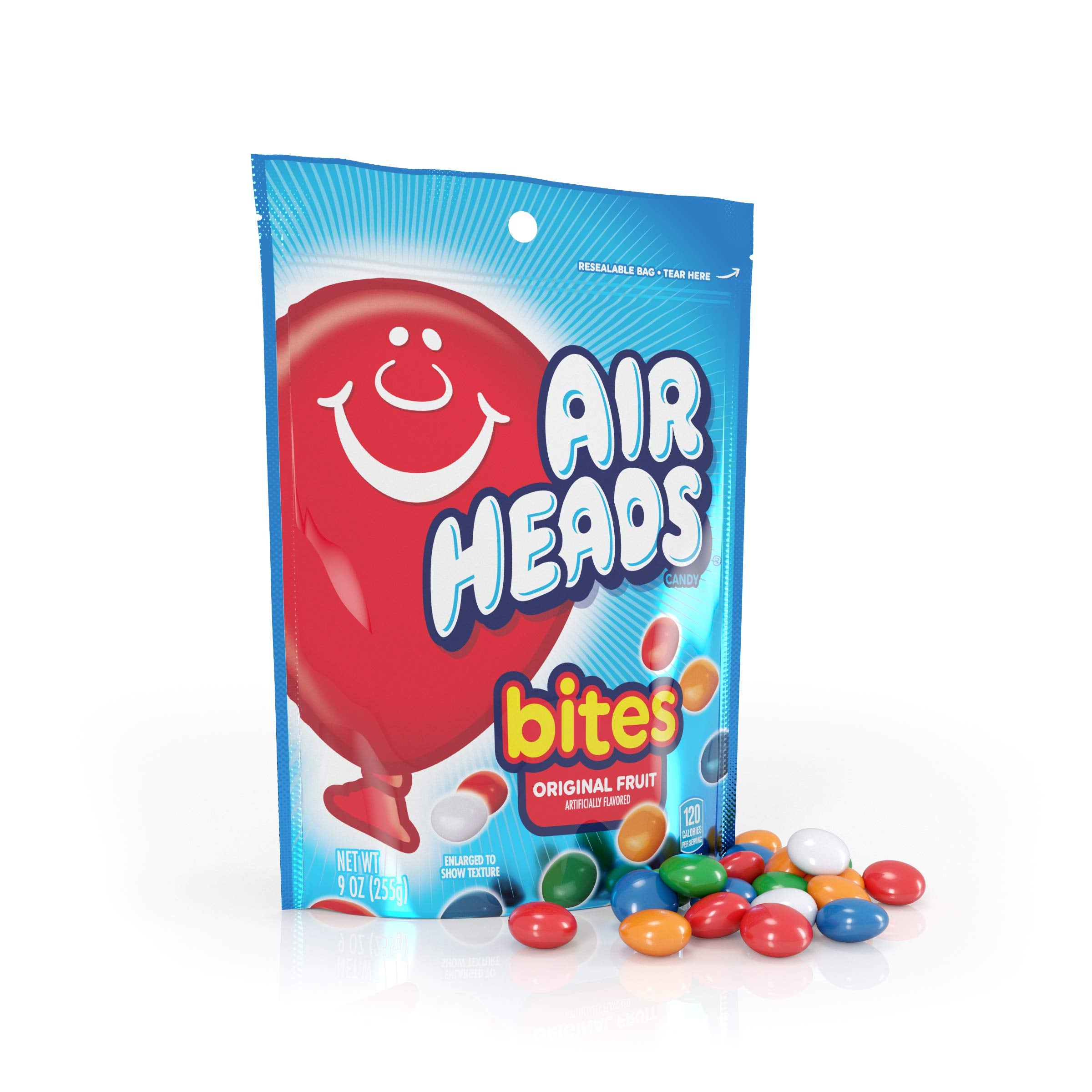 Airheads Candy, Bites, Original Fruit Flavor, Non Melting, 9oz Bag, Box of 12 Bags