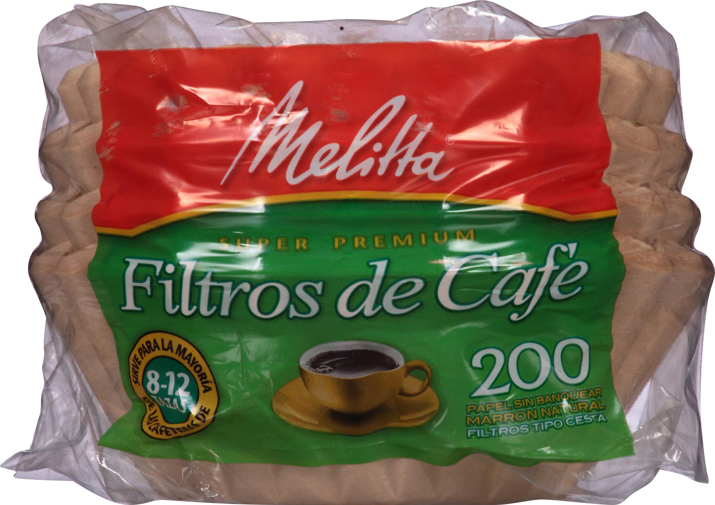 Melitta 8-12 Cup Basket Coffee Filters, Natural Brown, 200 Count