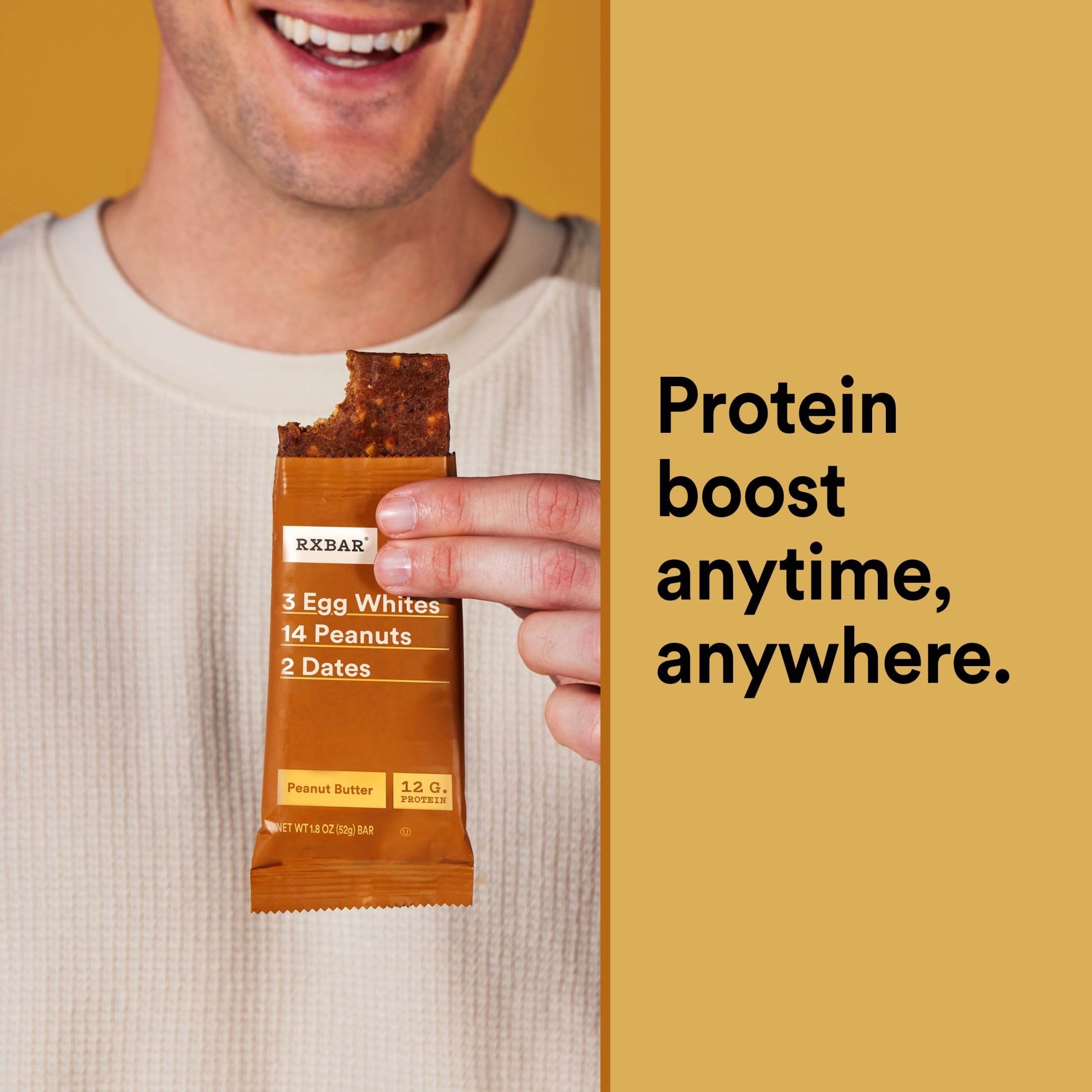 RXBAR Protein Bars, 12g Protein, Gluten Free Snacks, Peanut Butter