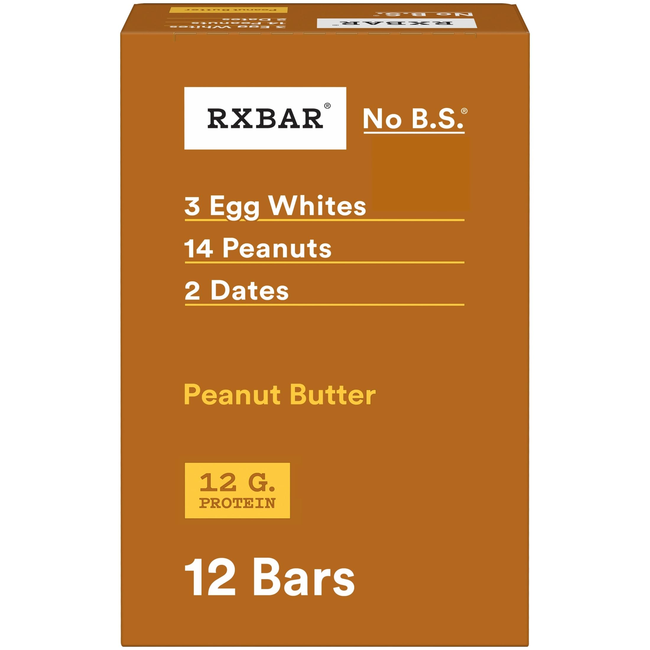 RXBAR Protein Bars, 12g Protein, Gluten Free Snacks, Peanut Butter
