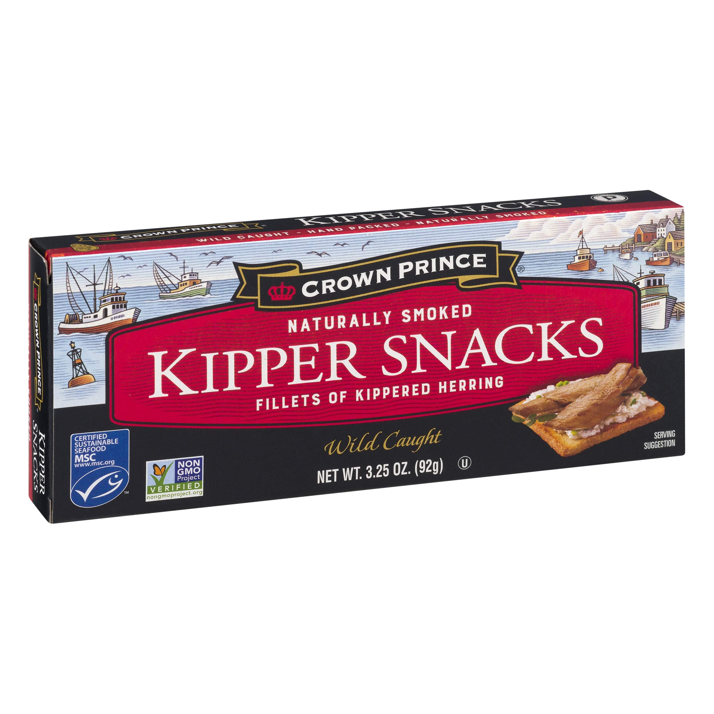 Crown Prince Kipper Snacks, Fillets of Kippered Herring, Naturally Smoked, 3.25 oz (Pack of 1)