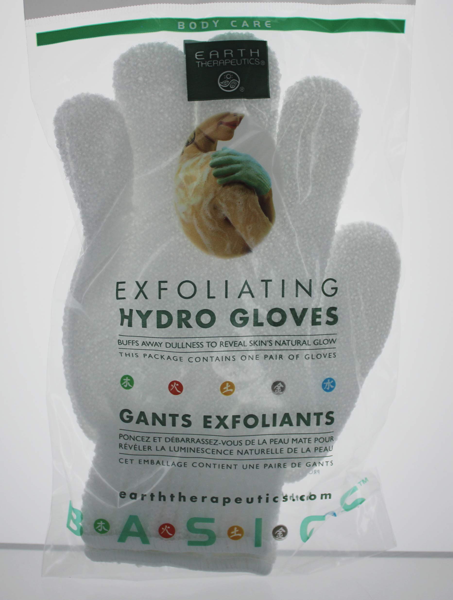 Earth Therapeutics Hydro Exfoliating Gloves, White, 1 pair (Pack of 4)