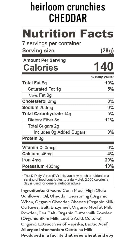 Pipcorn Heirloom Crunchies - Cheddar (3 Pack of 7oz Bags) - Organic Cheese, Baked not Fried, No Artificial Anything, Non-GMO Heirloom Corn, No Preservatives, Gluten Free