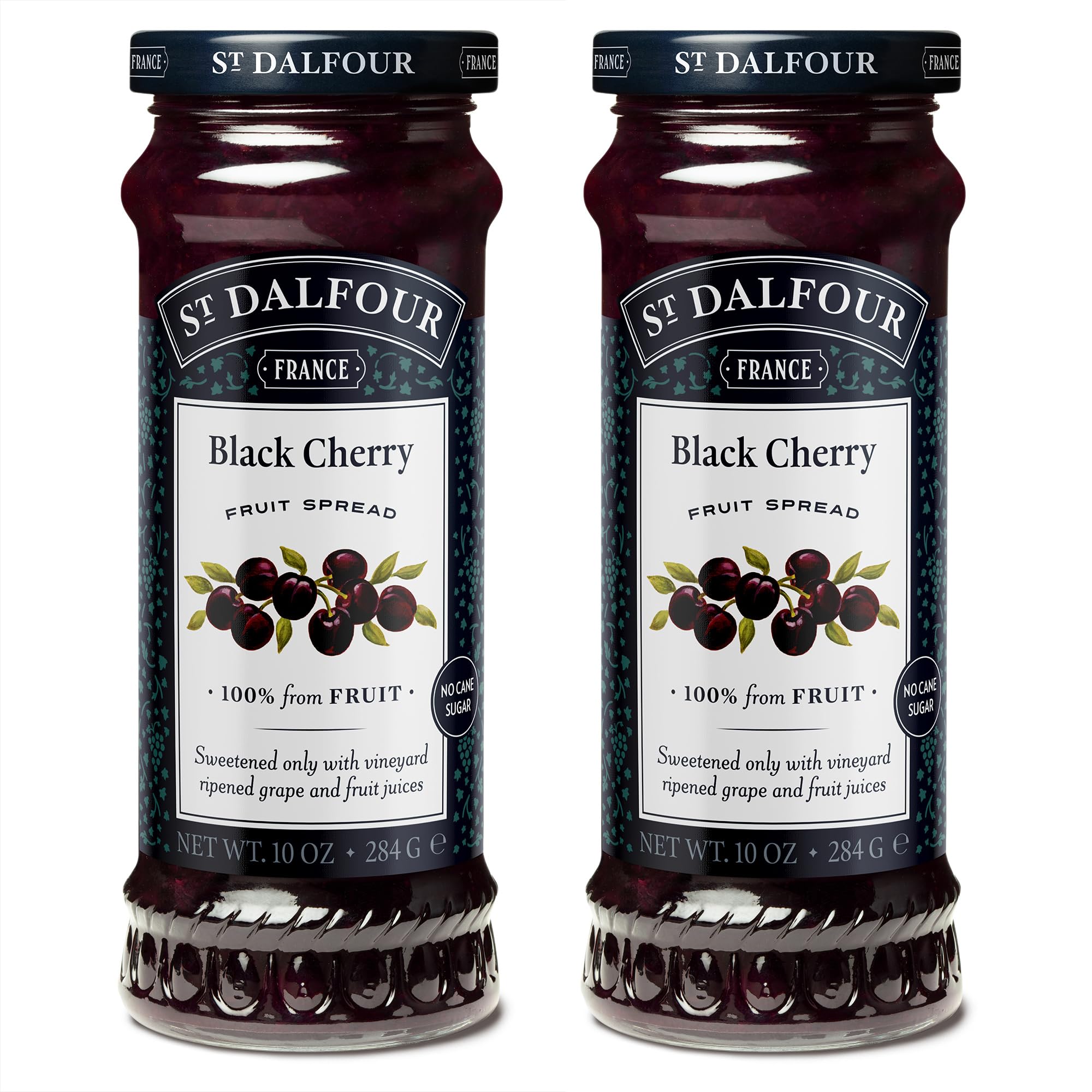 St. Dalfour Black Cherry Fruit Spread - 10oz - 100% from Fruit, No Artificial Ingredients, Non-GMO, No Cane Sugars, All Natural - Pack of 2
