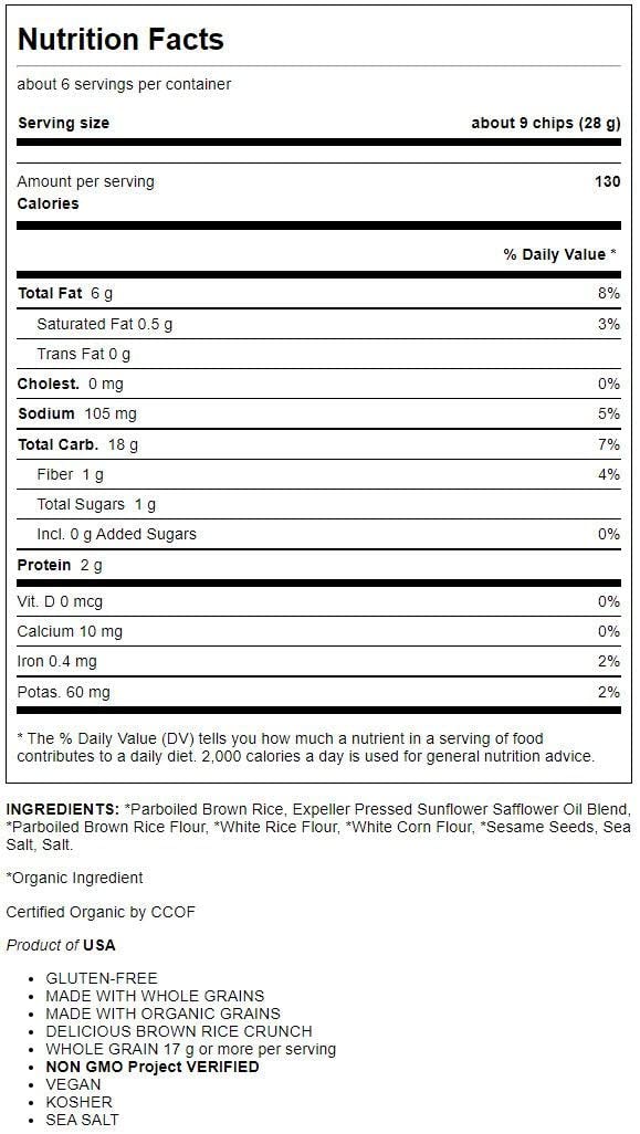 Lundberg Rice Chips Sea Salt, 6 Oz