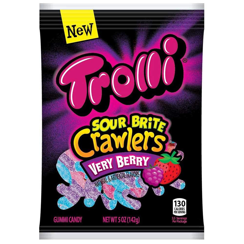 Trolli Sour Brite Crawlers Very Berry, 5 Ounce, Pack of 12