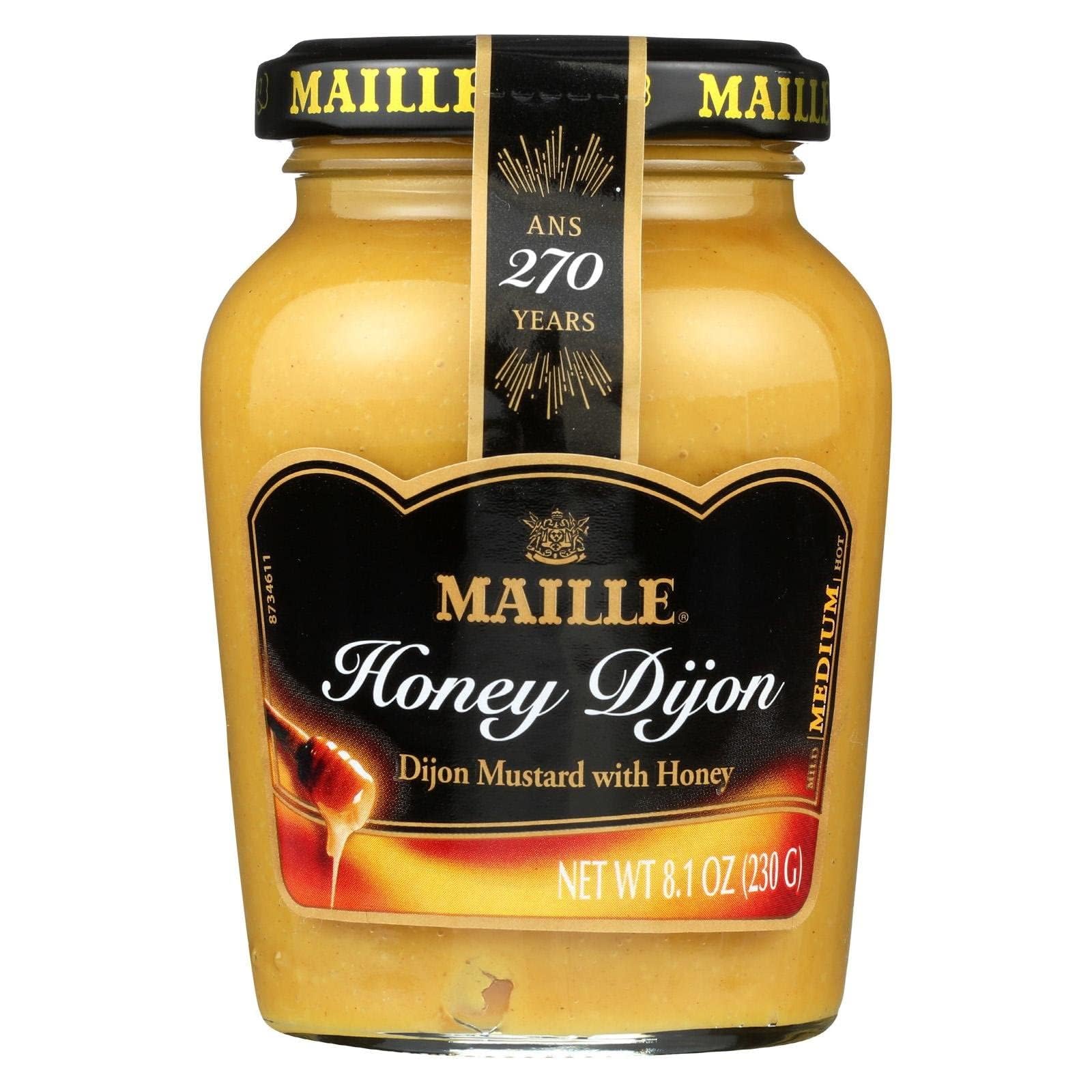 Maille Mustard Honey Dijon for Vinaigrettes, Glazed Vegetables, and Chicken Recipes Gourmet Dijon mustard imported from France, made with real Honey 8.11 oz