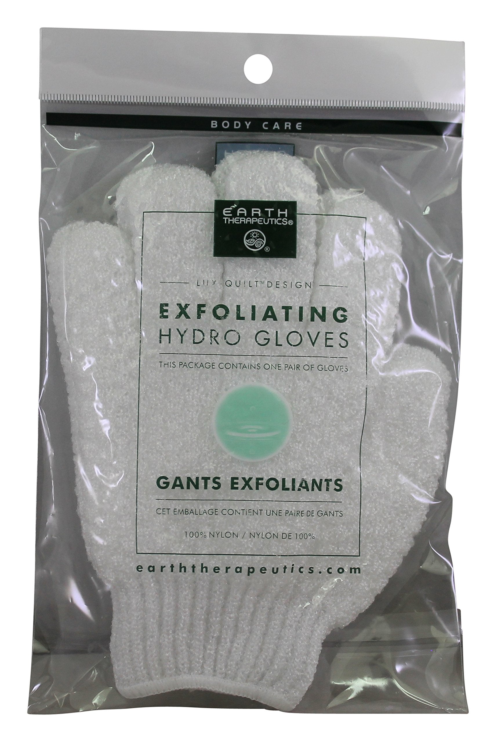 Earth Therapeutics: Exfoliating Hydro Gloves, White (2 pack)