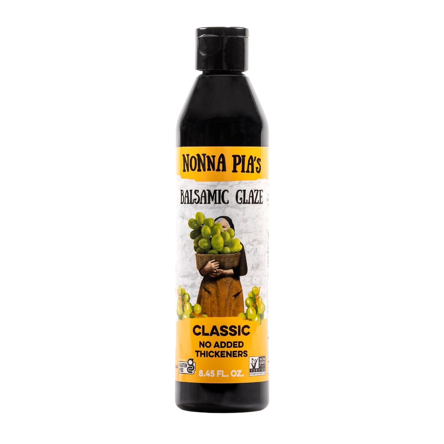 Nonna Pia’s Classic Balsamic Glaze - IGP Certified Balsamic Vinegar Glaze from Modena - Thick, Velvety Balsamic Glaze Drizzle for Meat, Salads, Veggies - Non-GMO, Gluten-Free - 8.45oz (Pack of 1)