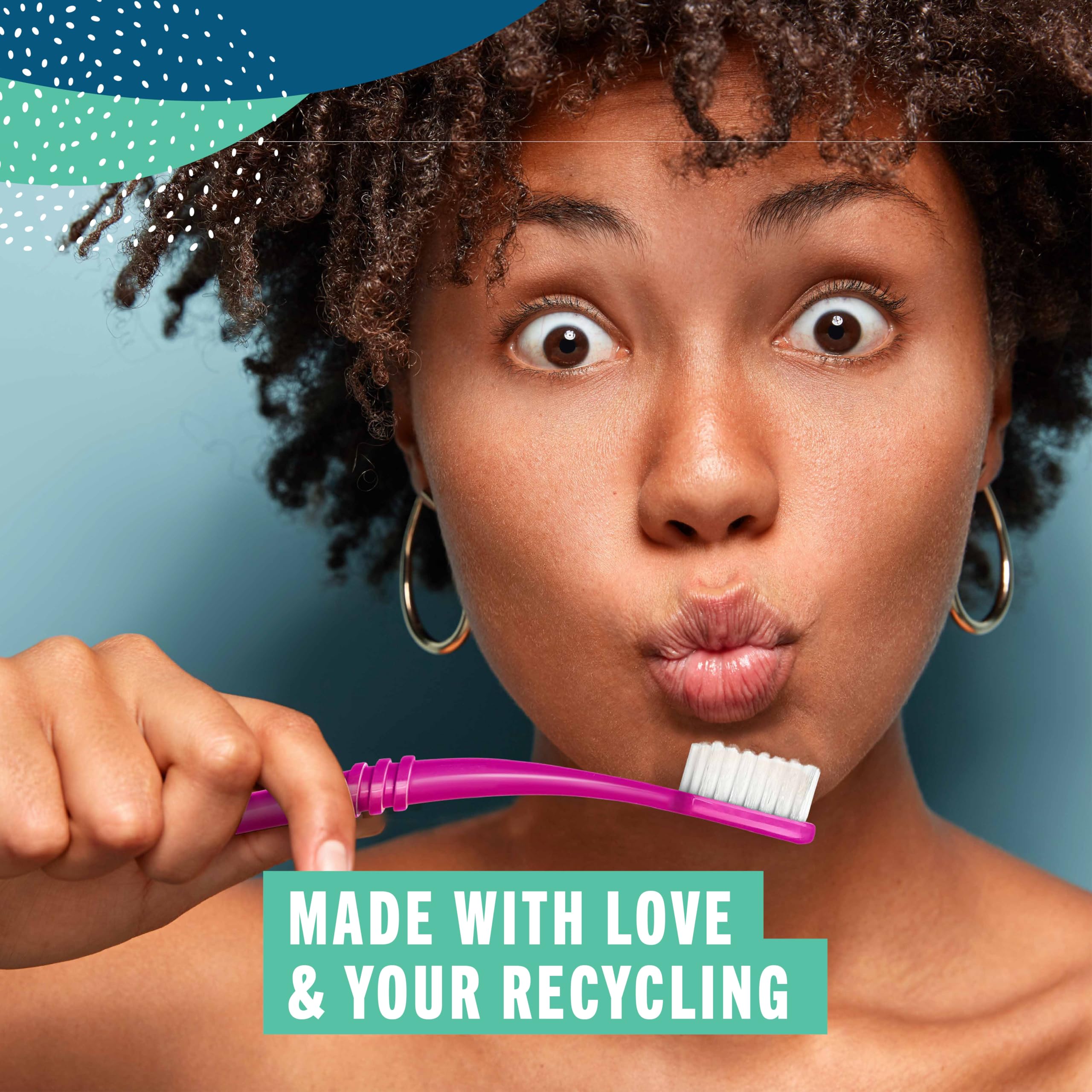 Preserve Eco Friendly Adult Toothbrushes, Made in The USA from Recycled Plastic, Bristles Vary, Colors Vary, 6 Count