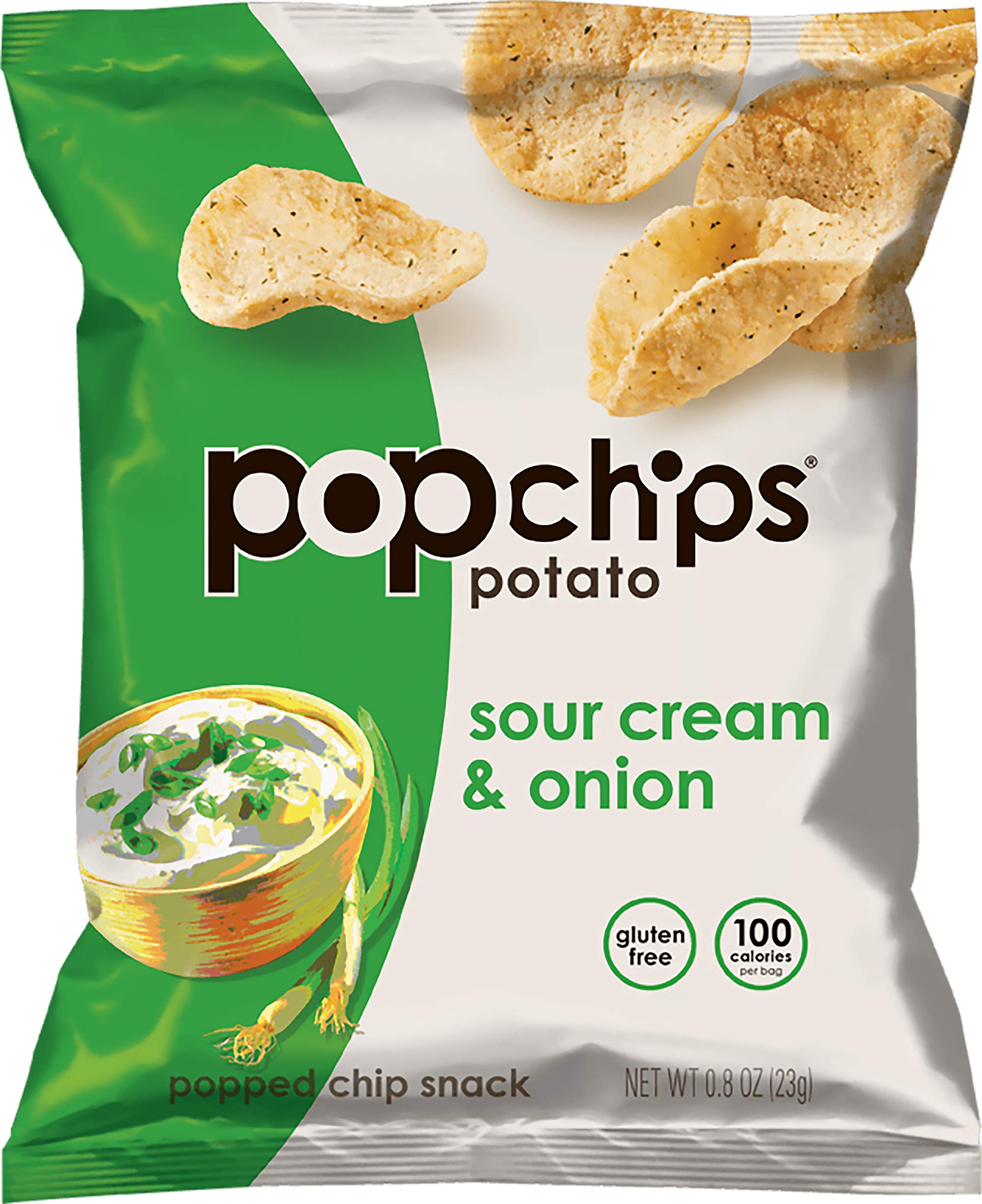 Popchips Sour Cream & Onion Potato Chips Single Serve 0.8 oz Bags (Pack of 24)