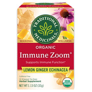 Traditional Medicinals Tea, Organic Immune Zoom Lemon Ginger - Supports Immune Function - Kosher, Non-GMO, Caffeine-Free, Compostable - 96 Tea Bags (6 Pack)