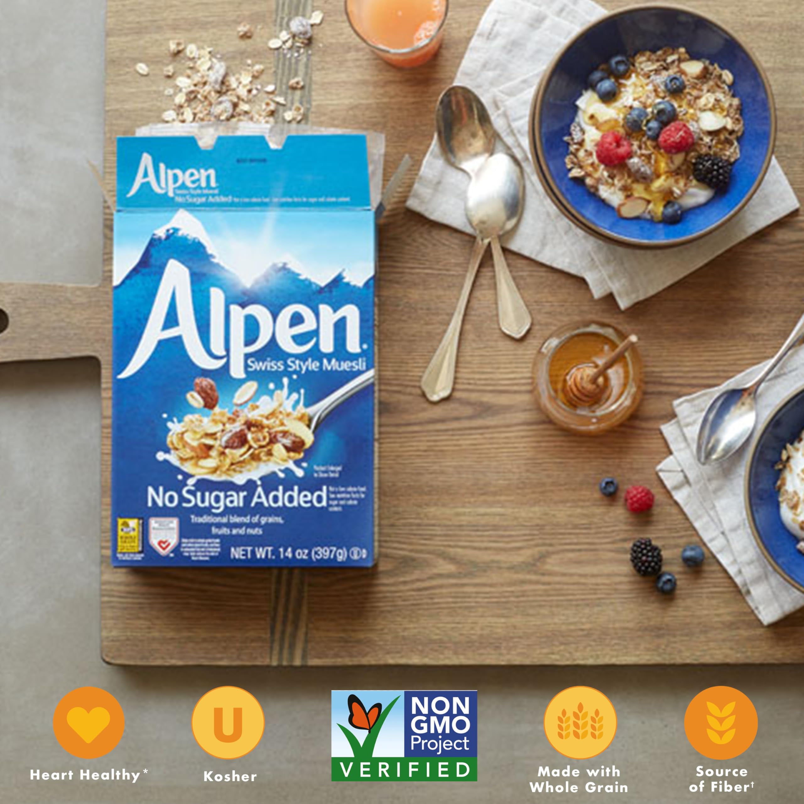 Alpen Original Muesli, Swiss Style Muesli Cereal, Whole Grain, Non-GMO Project Verified, Heart Healthy, Kosher, Vegan