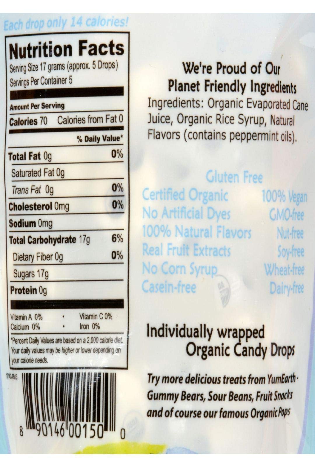 YumEarth Organic Drops - Flavored Natural Hard Candy for Kids - Allergy Friendly, Non GMO, Gluten Free, Vegan