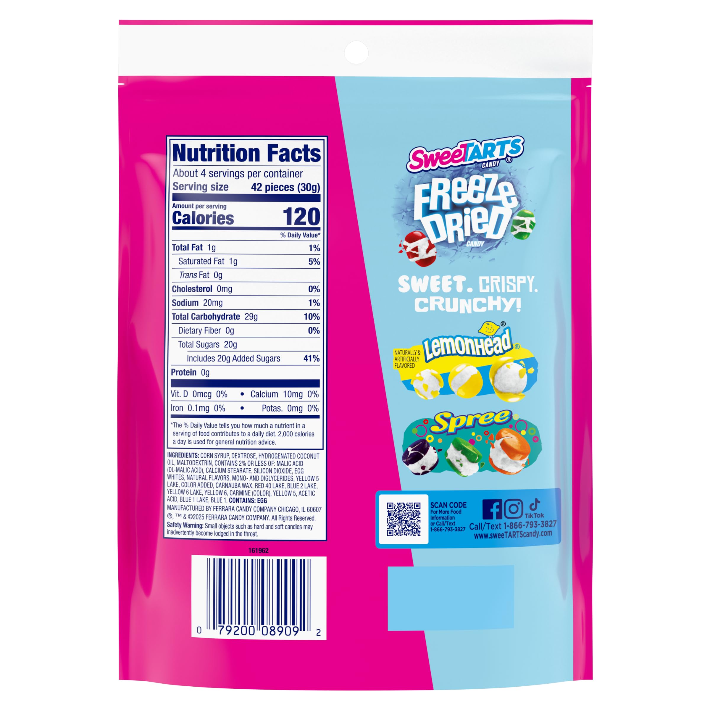 SweeTARTS Freeze Dried Candy, Fruity Flavored, Recloseable Bag 4.0 oz