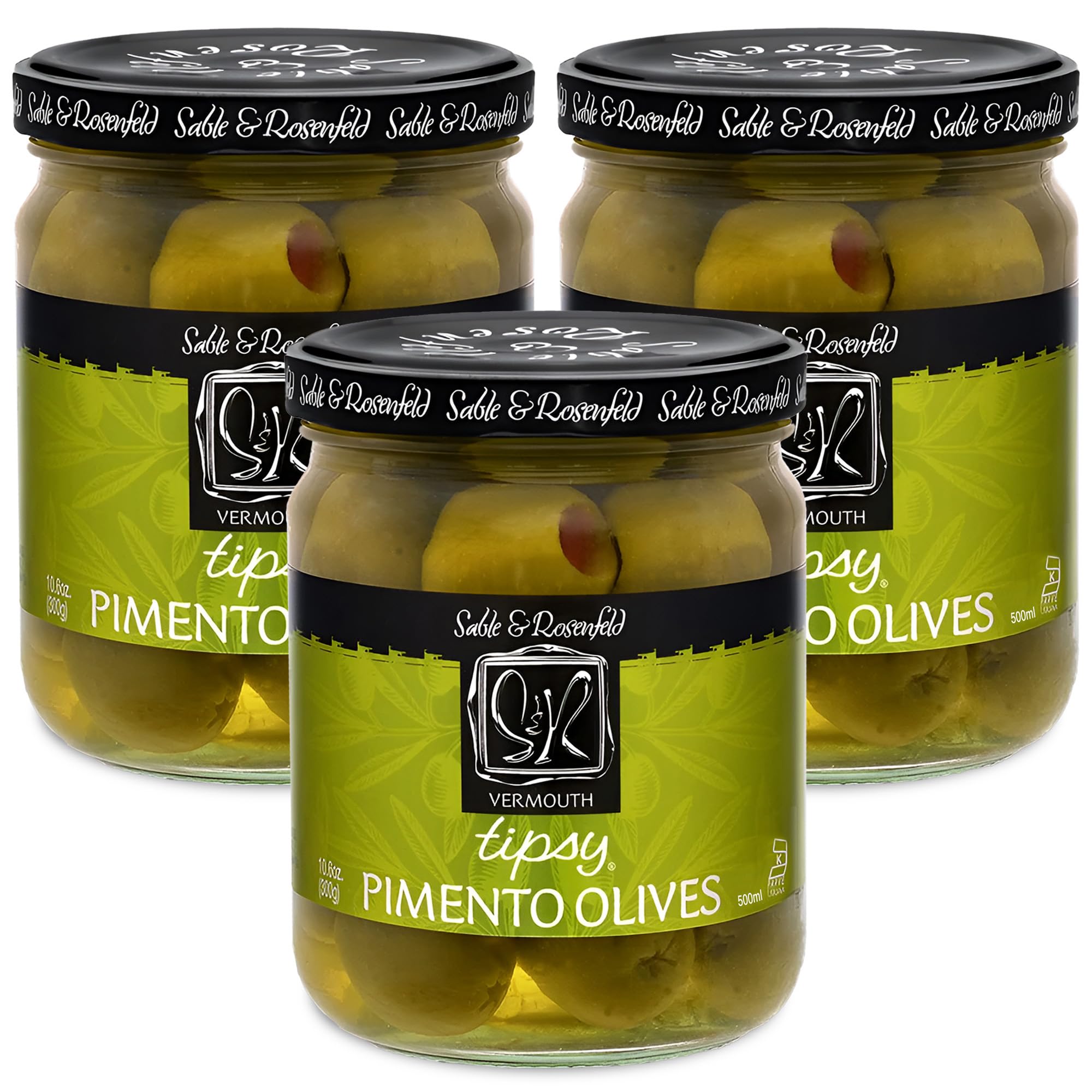 Tipsy Green Olives Stuffed with Pimento - Martini Stuffed Colossal Cocktail Olives with French Vermouth for Bloody Mary Condiments - Sable & Rosenfeld