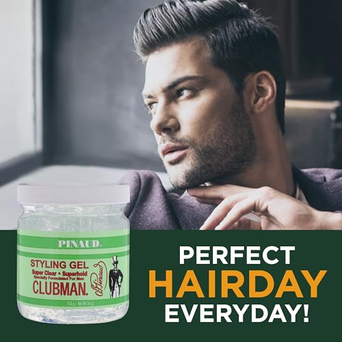 Clubman Pinaud Super Clear Superhold Styling Gel for Men, 16 oz (Pack of 3)