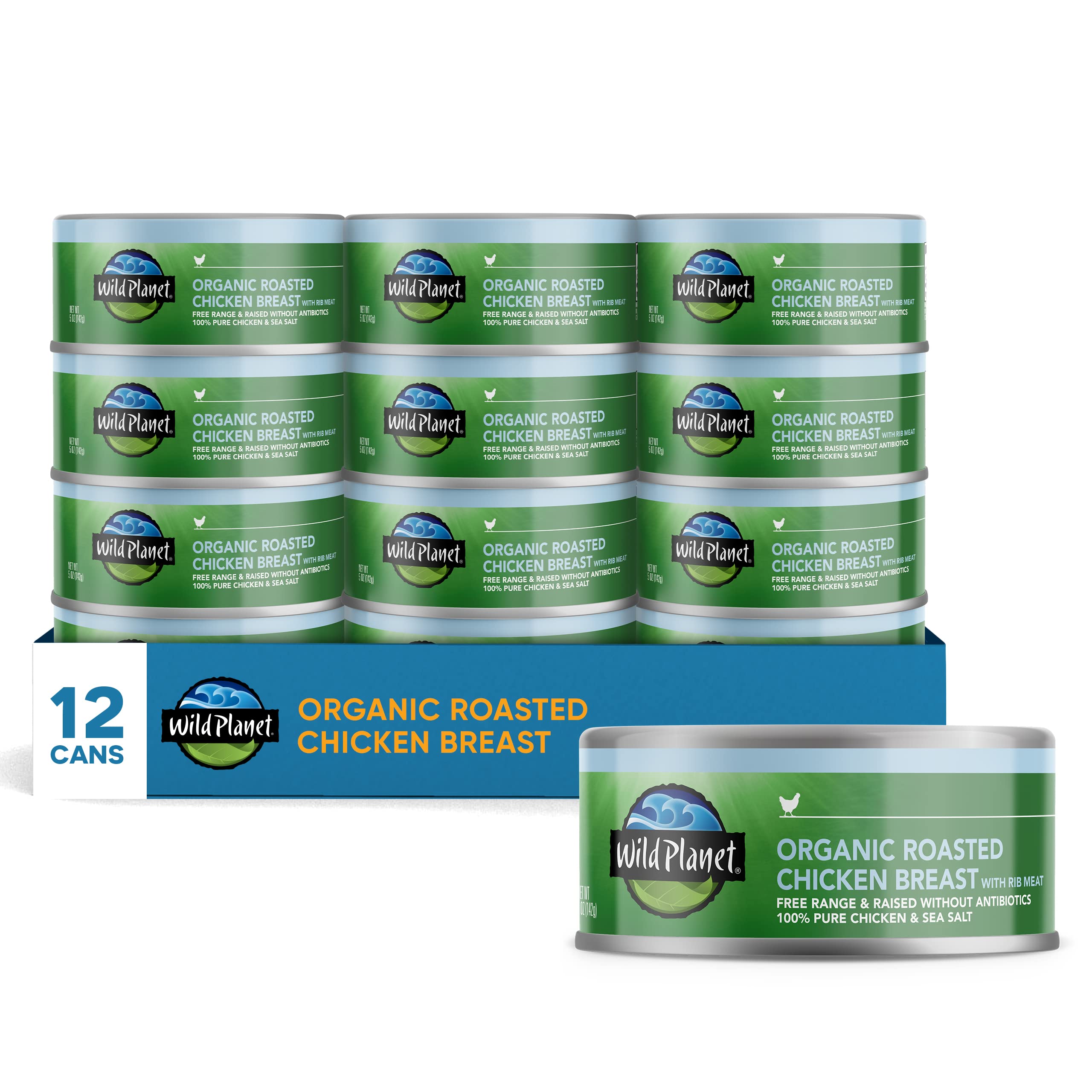 Wild Planet Organic Roasted Chicken Breast With Rib Meat, Skinless and Boneless, Sea Salt, Free Range, Non-GMO, Kosher, Gluten Free
