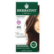 Herbatint Permanent Hair Color Gel with Herbal Extracts 4N Chestnut, Gray Cover - 4.56 Oz