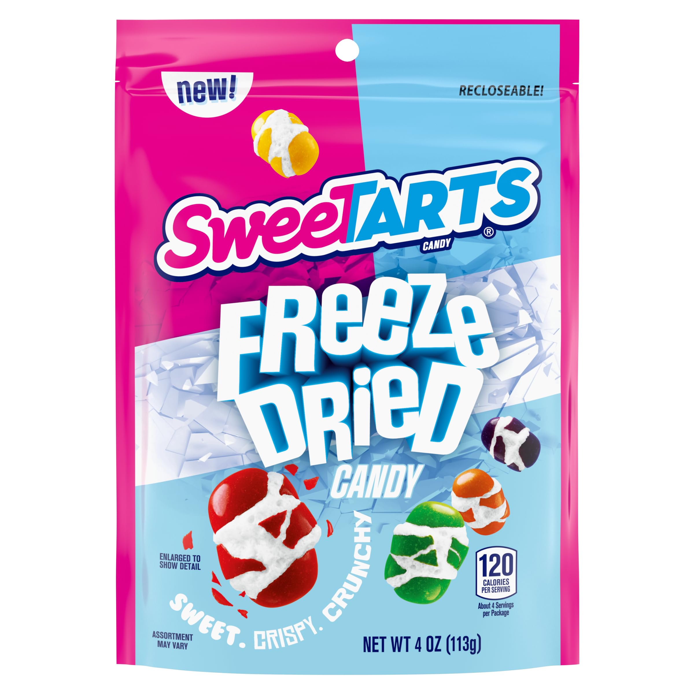 SweeTARTS Freeze Dried Candy, Fruity Flavored, Recloseable Bag 4.0 oz