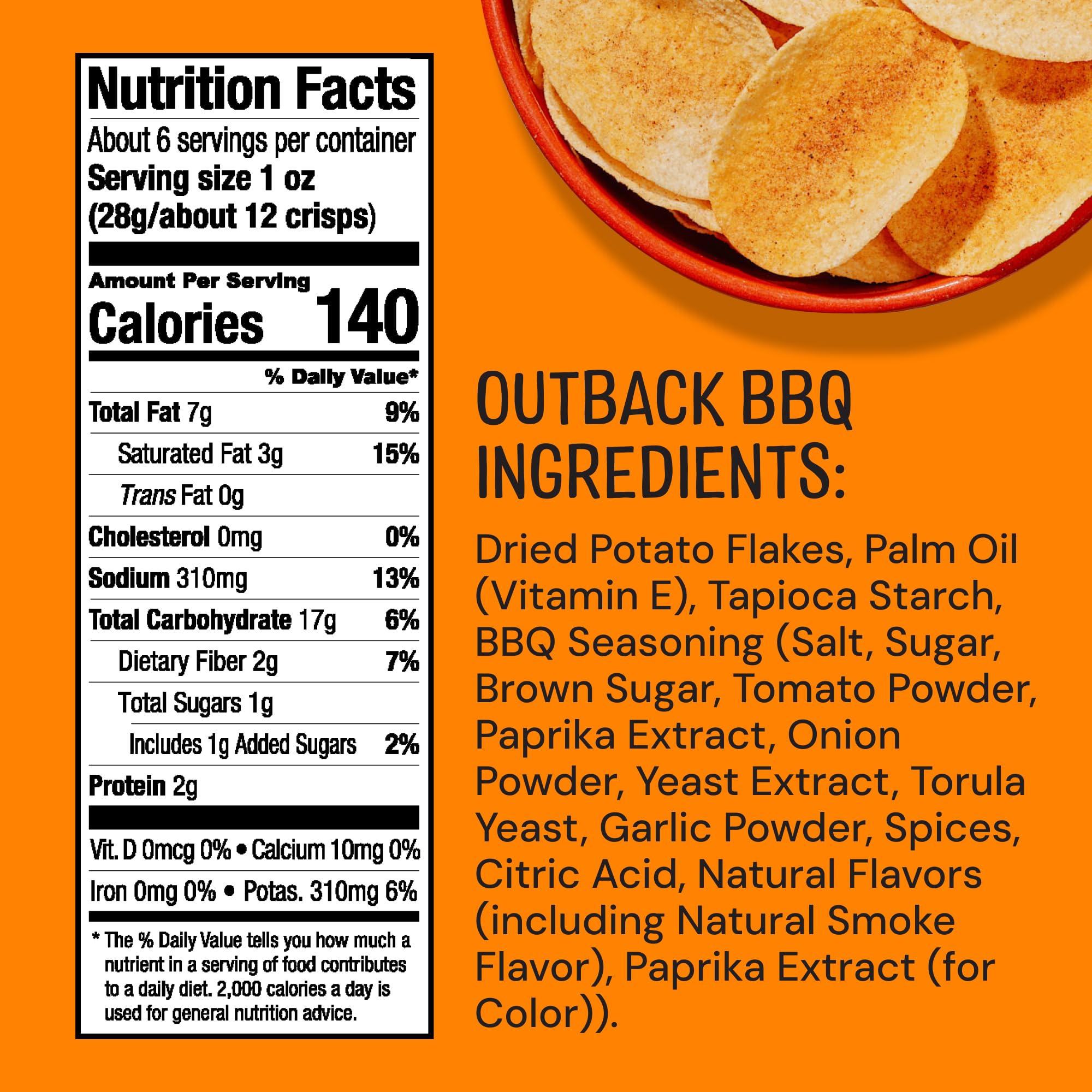 The Good Crisp Company, Outback BBQ, Gluten Free Potato Chips (5.6 Ounce Canisters, Pack of 8), Non-GMO, Allergen Friendly, Potato Chip Snack Pack, Gluten Free Snacks
