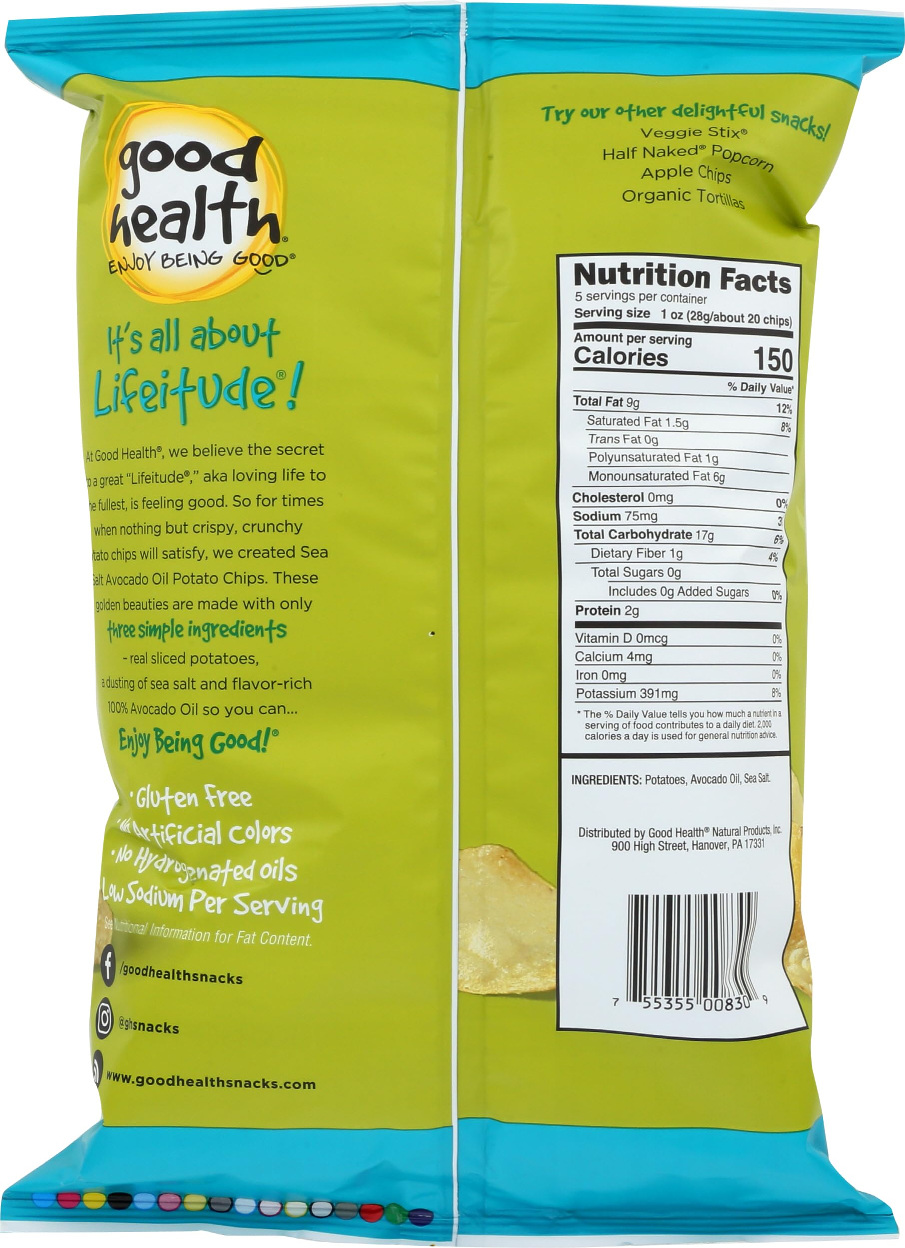 Good Health Avocado Oil Kettle Style Lime Ranch Chips 5 oz. Bag