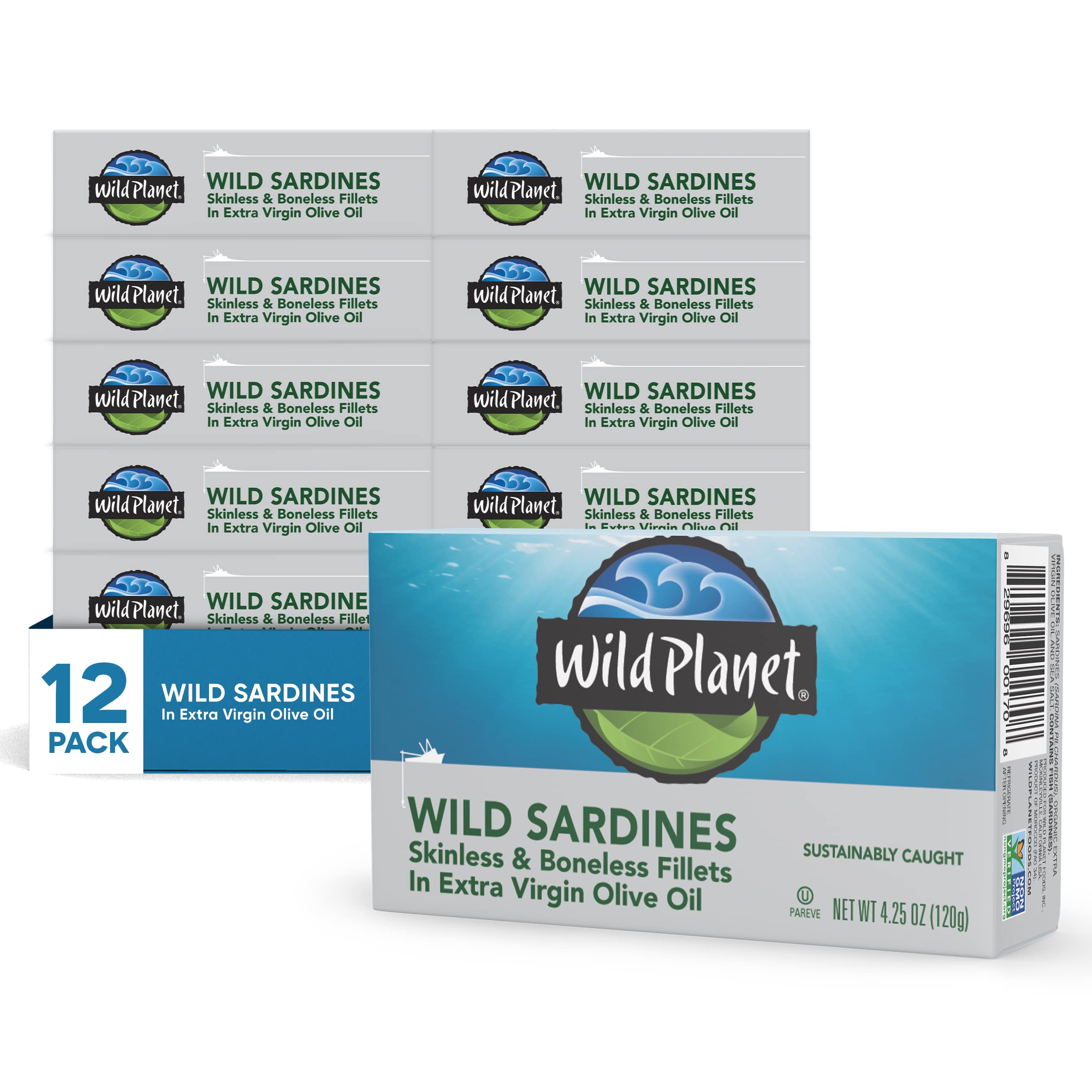 Wild Planet Wild Sardines, Tinned Fish, Sustainable Caught, Non-GMO, Kosher, Gluten Free